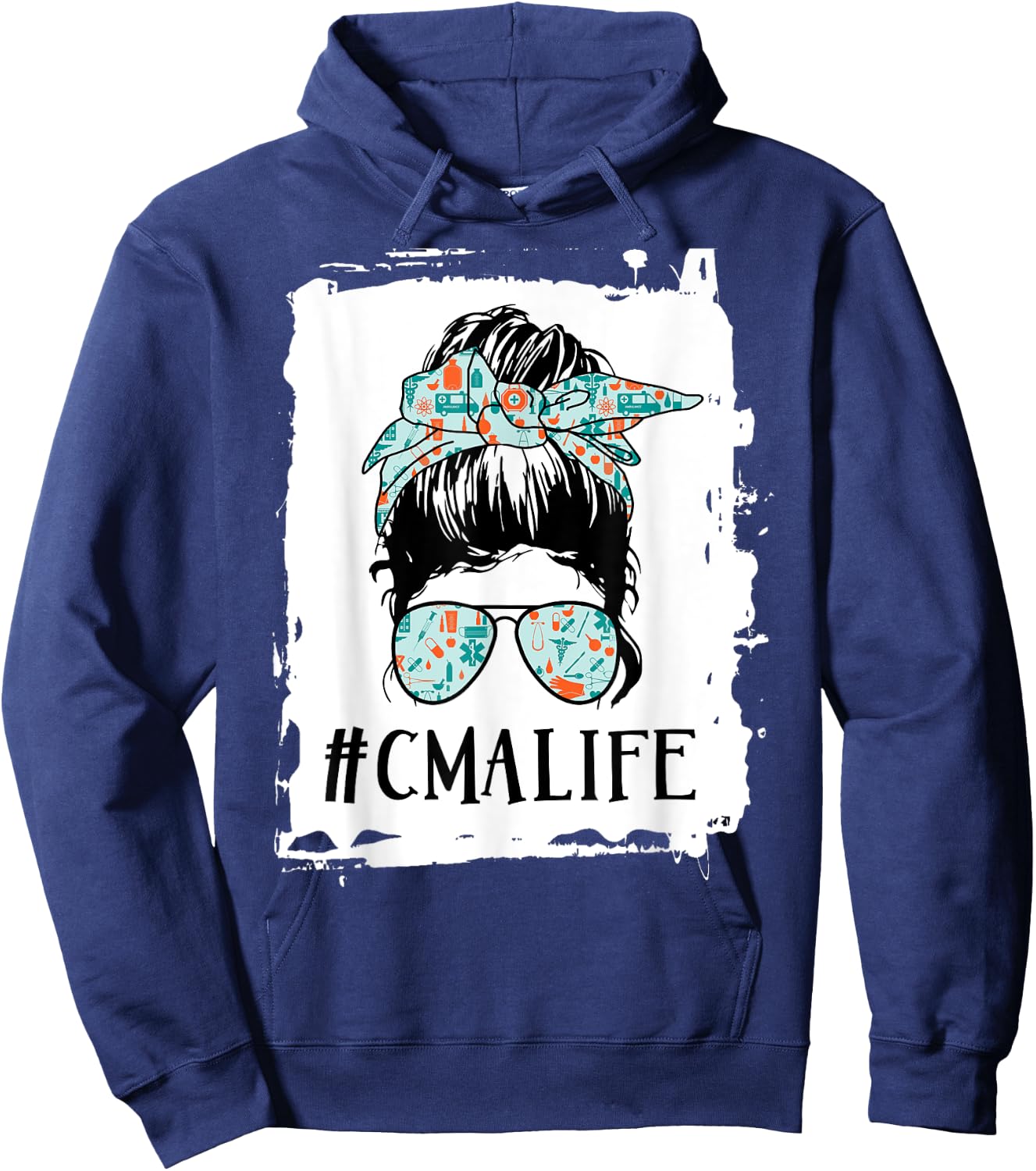CMA life Messy Bun Certified Medical Assistant Hoodie - Hoodie | Navy