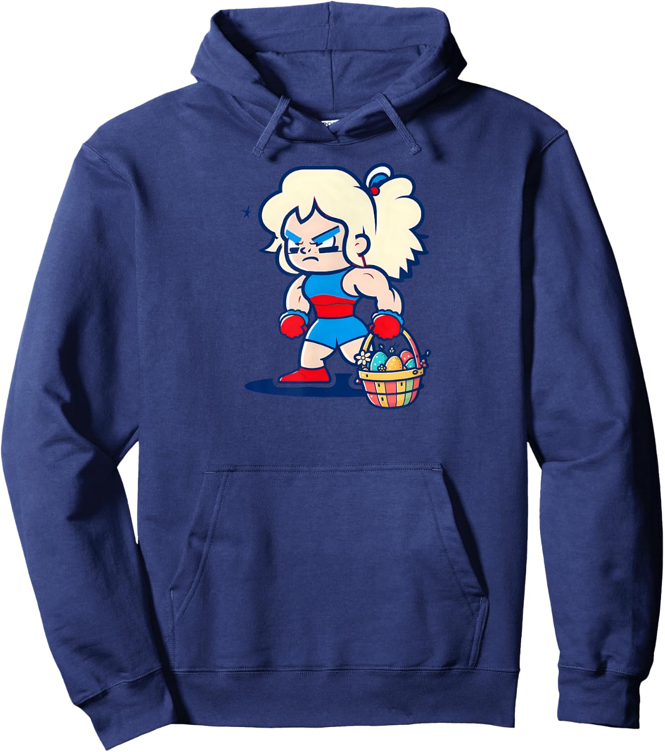 Girl Wrestling Easter Basket Design Wrestling Easter Hoodie - Hoodie | Navy