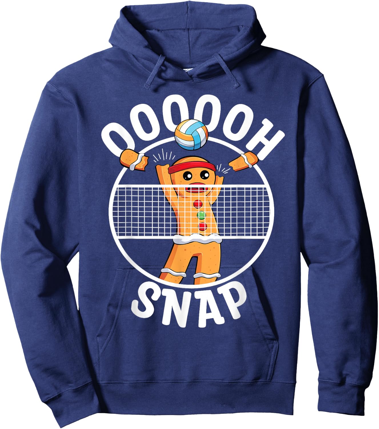 Oh Snap Gingerbread Man Blocker Christmas Volleyball Hoodie - Hoodie | Navy