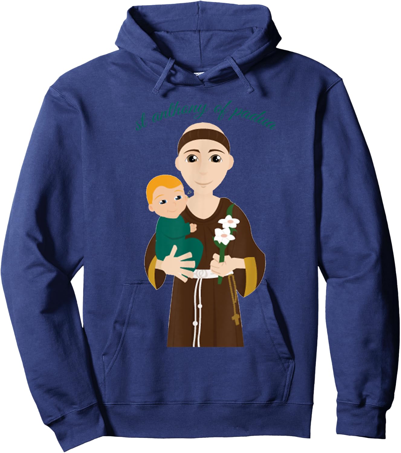 St Anthony of Padua Vintage Catholic Saint Infant Jesus Hoodie - Hoodie | Navy