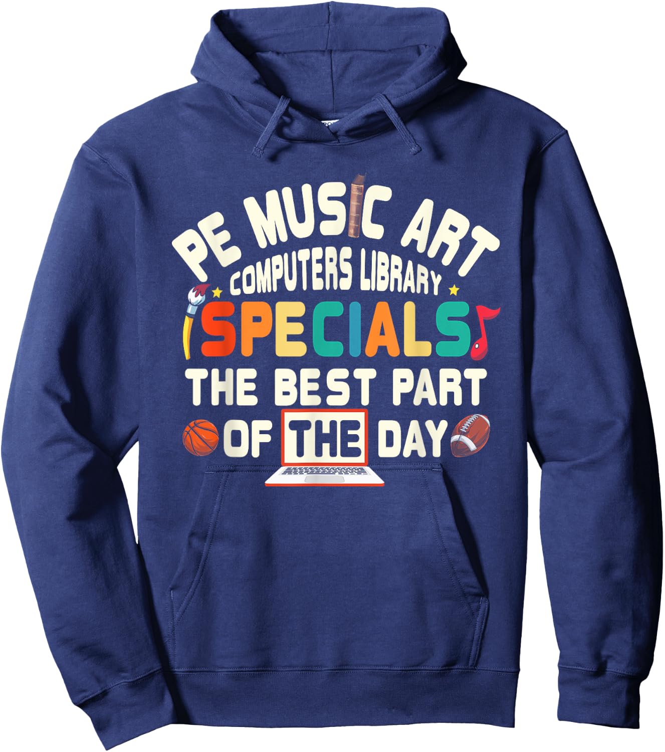 PE Music Art Special Teacher Specials Computers Library Men Women Hoodie - Hoodie | Navy