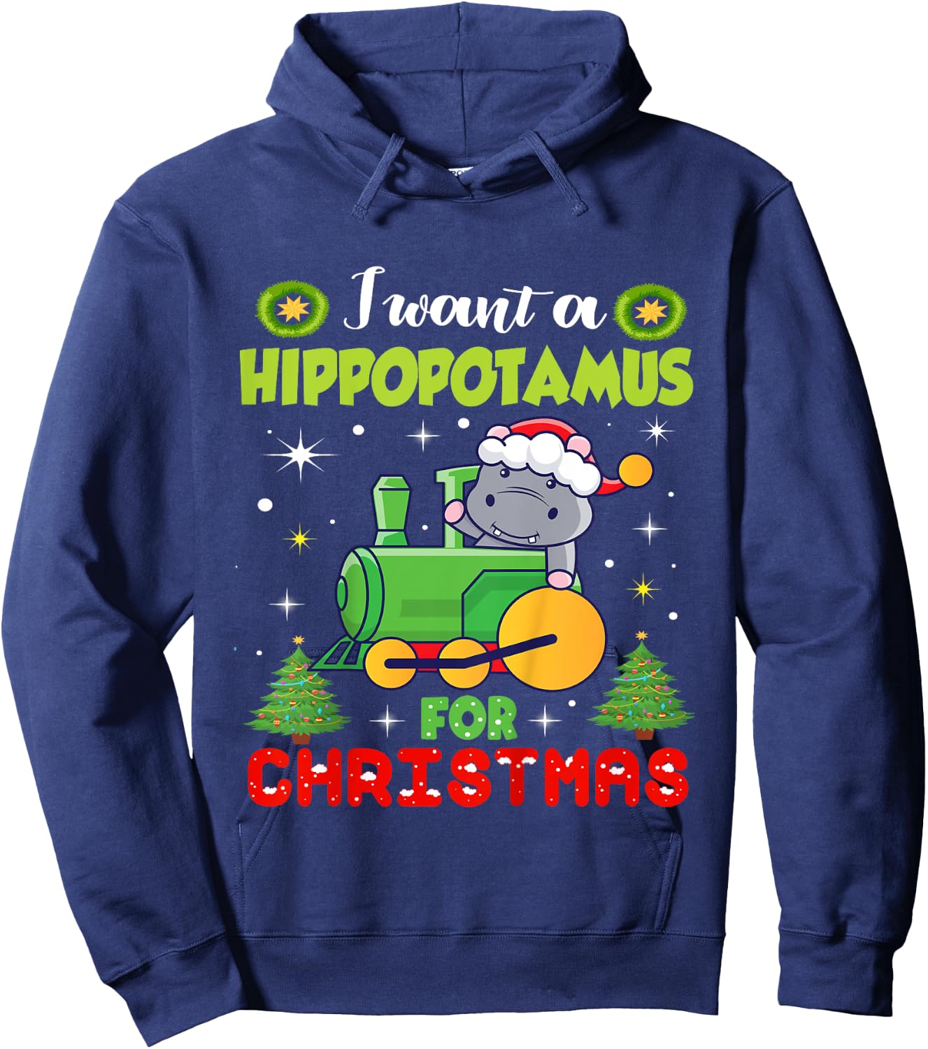 Kids I Want A Hippopotamus Christmas Xmas Hippo Toddlers Hoodie - Hoodie | Navy