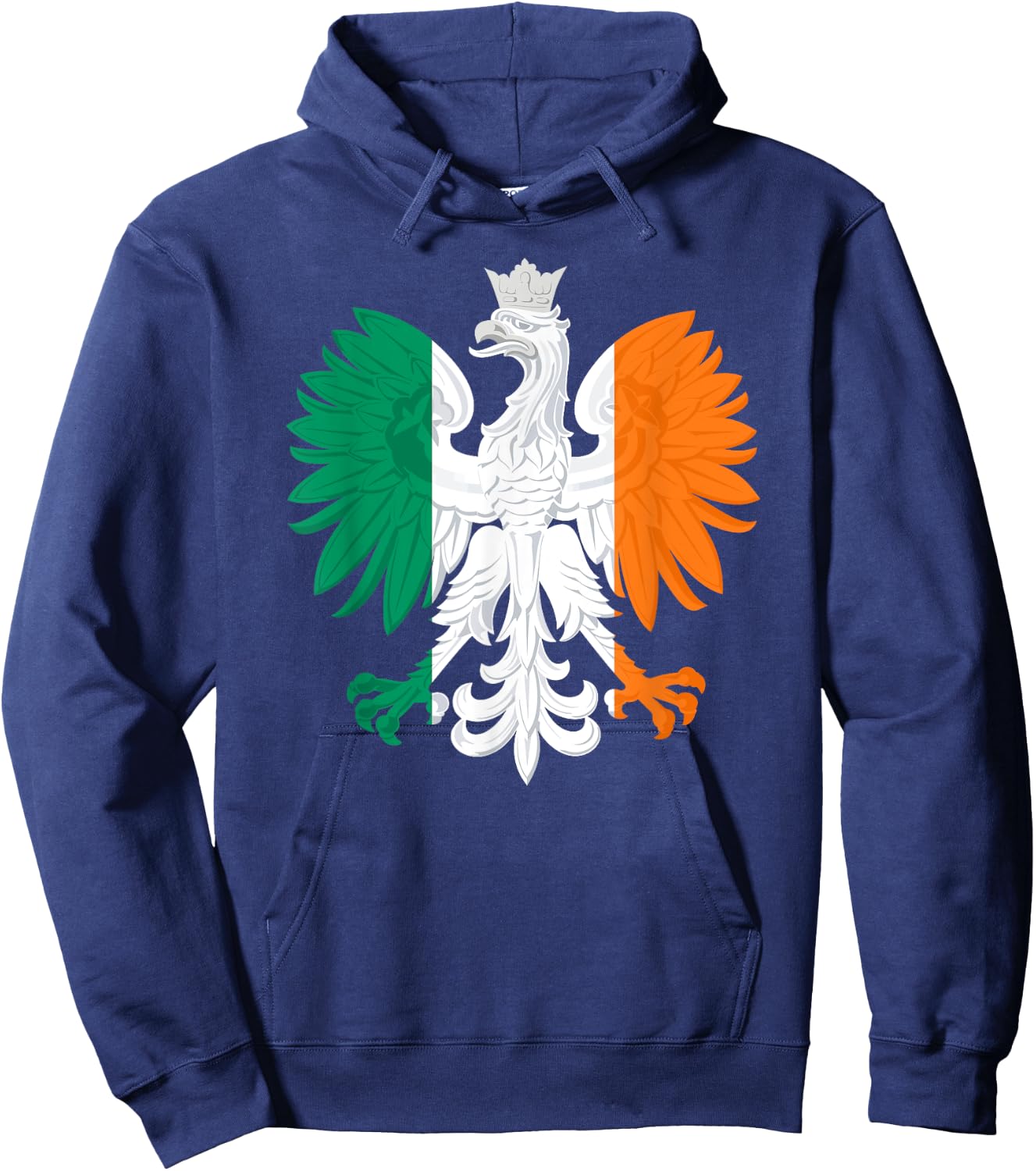 Irish Polish Flag Eagle Ireland Poland Polska Heritage Hoodie - Hoodie | Navy