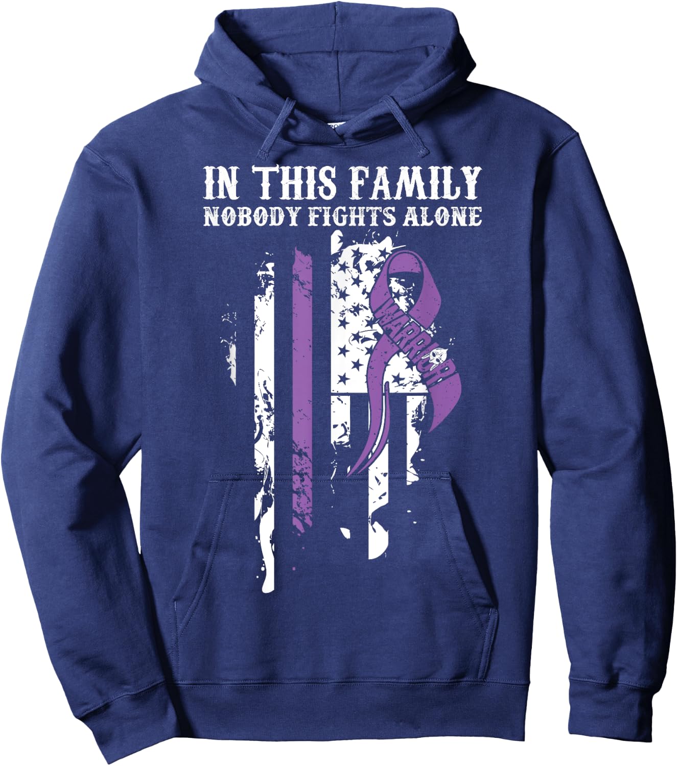 Nobody Alone- Vulvar Cancer Awareness Supporter Ribbon Hoodie - Hoodie | Navy