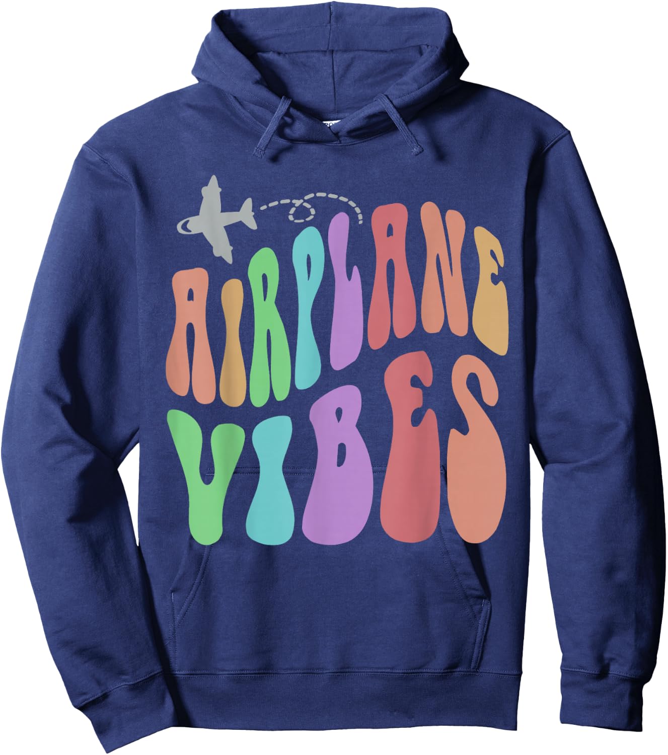 Groovy AIRPLANE VIBES Travel Mode Pilot Crew Retro Vacation Hoodie - Hoodie | Navy