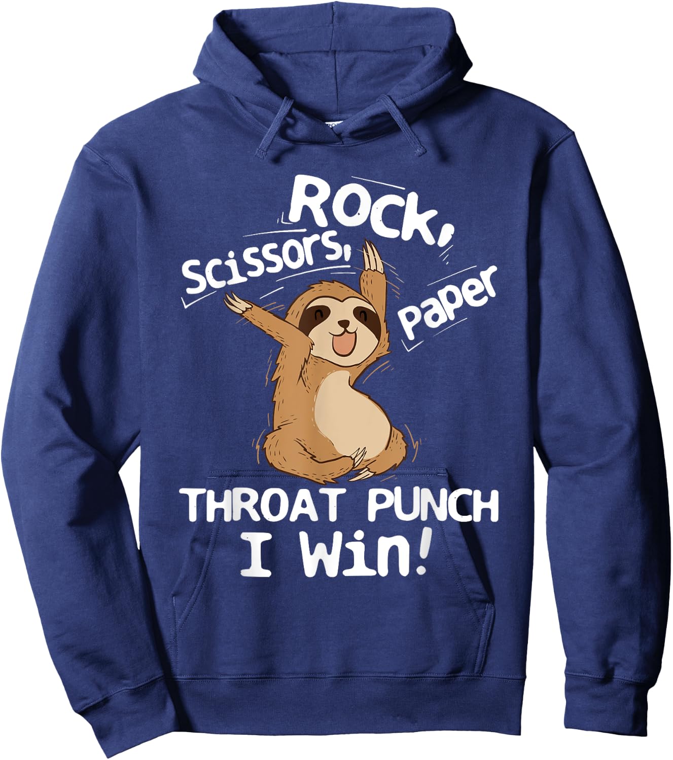 Rock Scissors Papers Throat Punch I Win - Sloth Animal Lover Hoodie - Hoodie | Navy