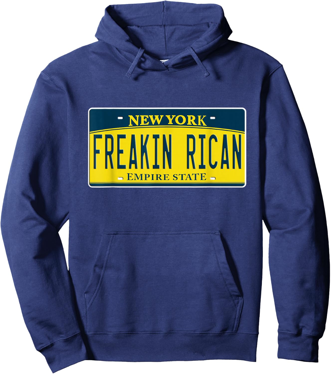 Boricua Freakin Puerto Rican NY New York License Plate Hoodie - Hoodie | Navy