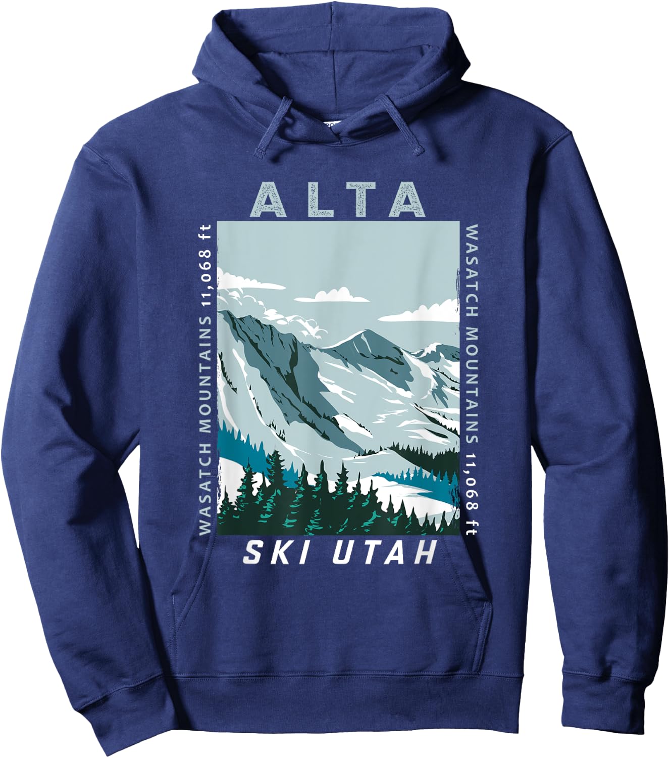 Alta Ski Area Utah Distressed Vintage Hoodie - Hoodie | Navy