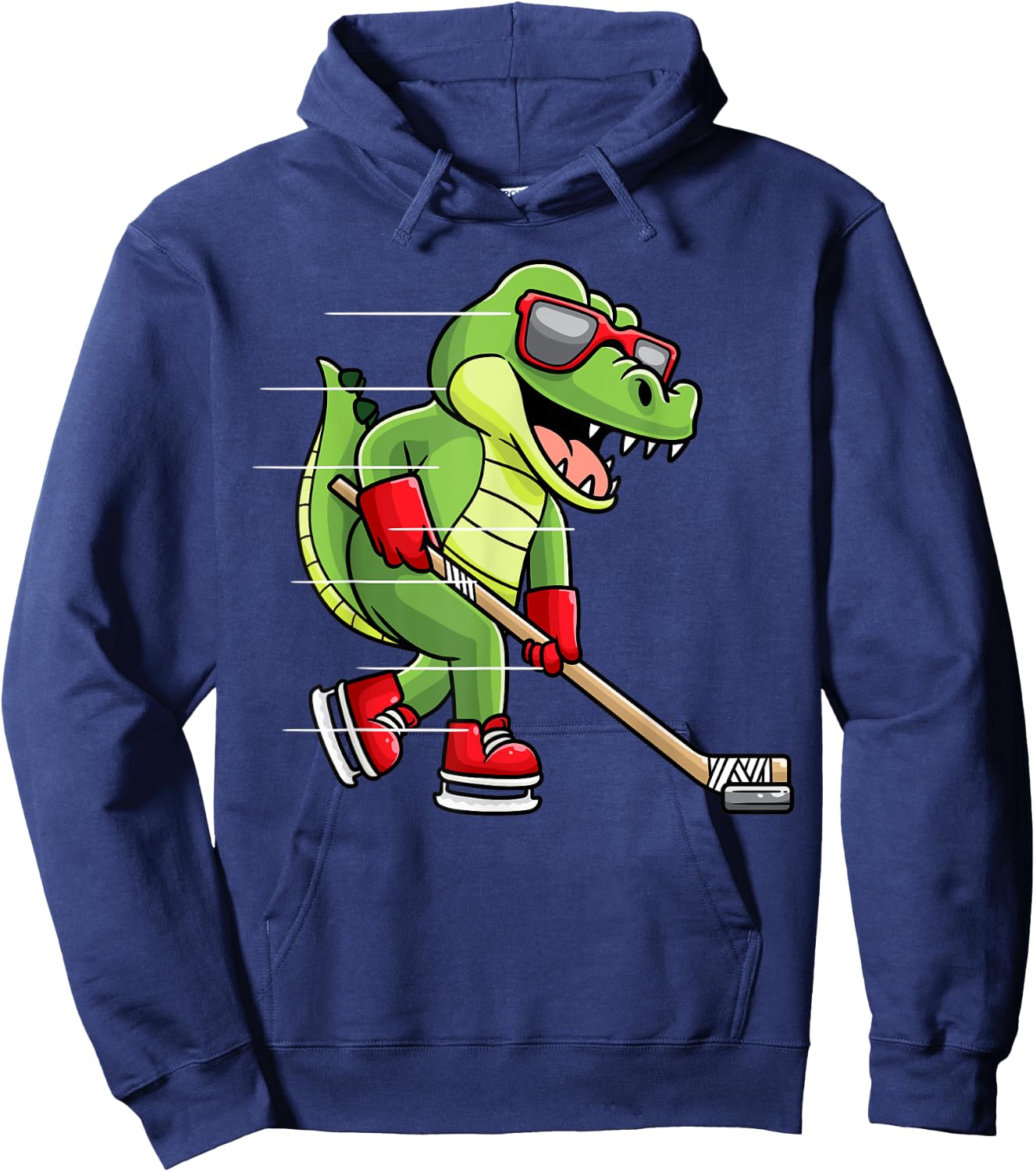 Crocodile Playing Ice Hockey Game Player Alligator Hoodie - Hoodie | Navy