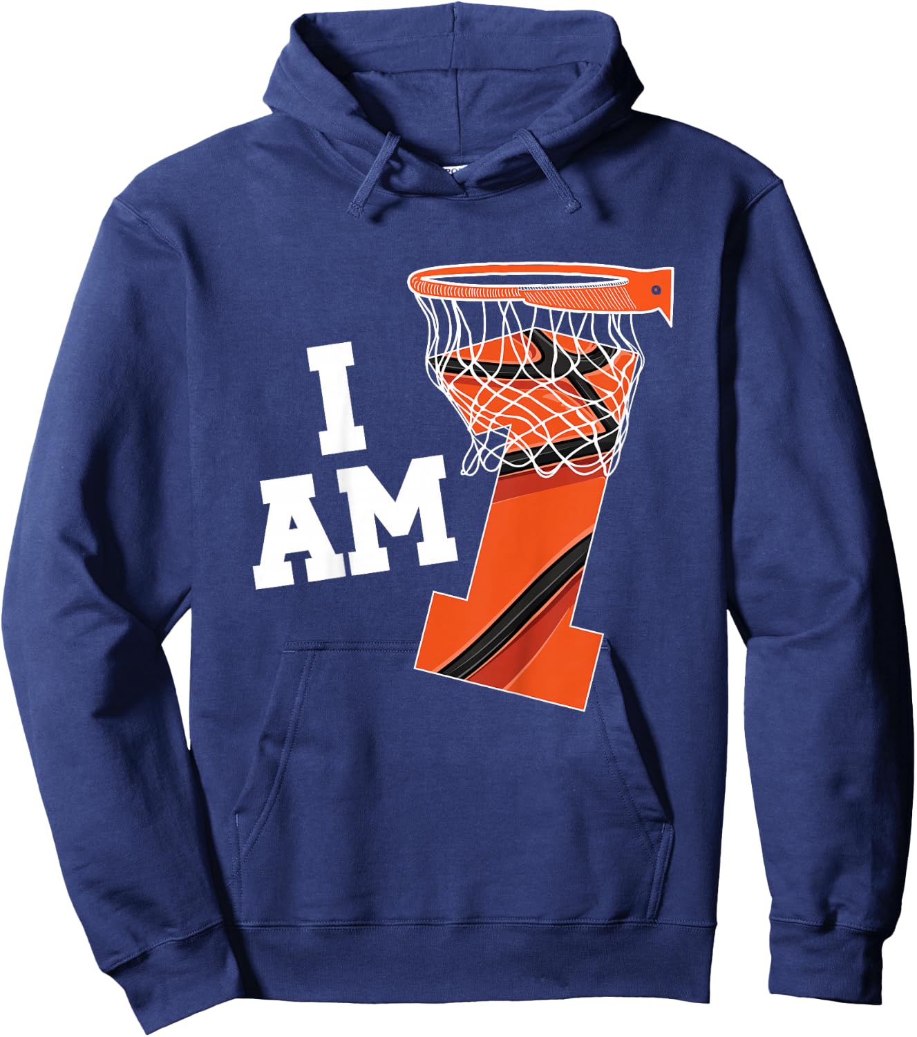 Kids Basketball 1st Birthday Boy One Year Old Basketball Player Hoodie - Hoodie | Navy
