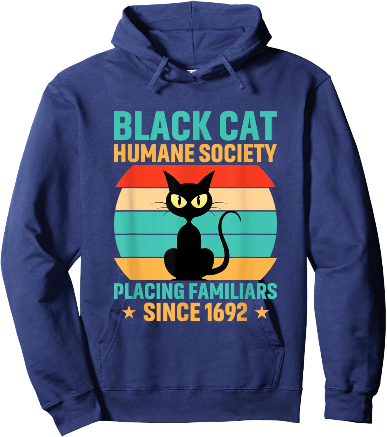 Black Cat Humane Society Cats Retro Kitty Pet Hoodie - Hoodie | Navy