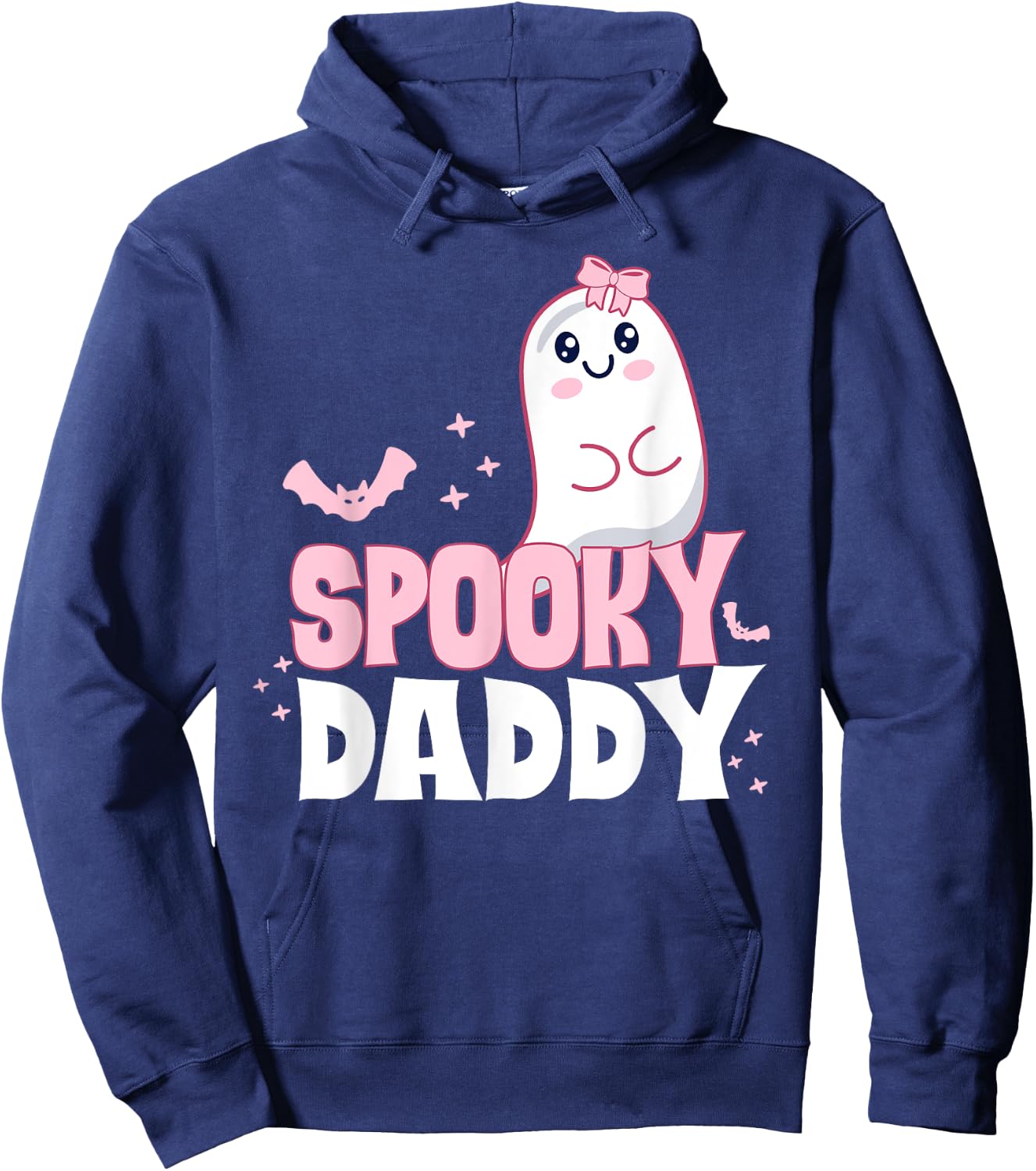 Spooky Daddy Family Cute Pink White Ghost Boo Halloween Hoodie - Hoodie | Navy