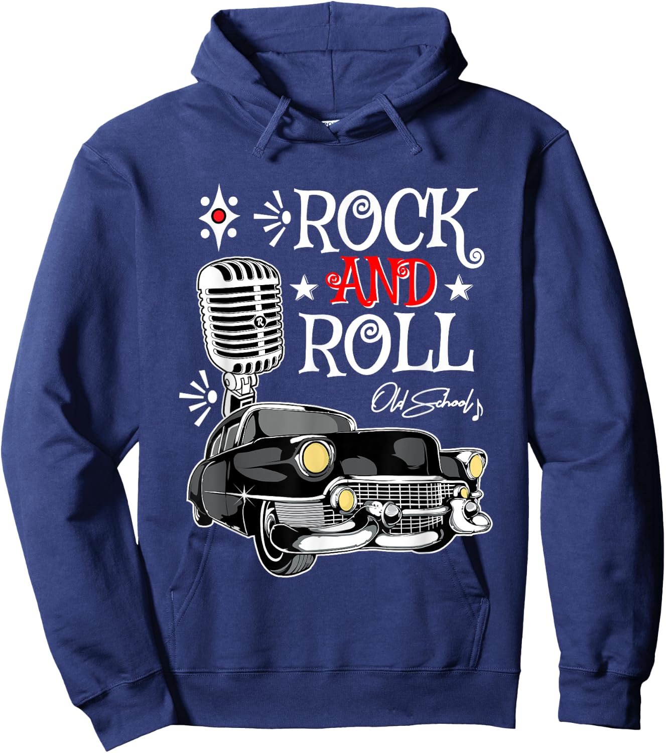 1950s Retro Rockabilly 50s Sock Hop Greaser Rock and Roll Hoodie - Hoodie | Navy