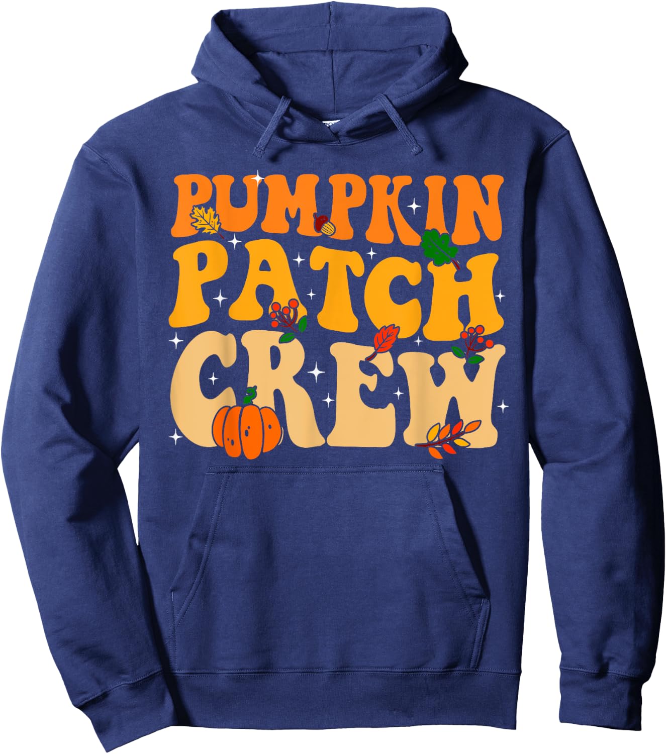 Retro Groovy Pumpkin Patch Crew Thanksgiving Fall Autumn Hoodie - Hoodie | Navy