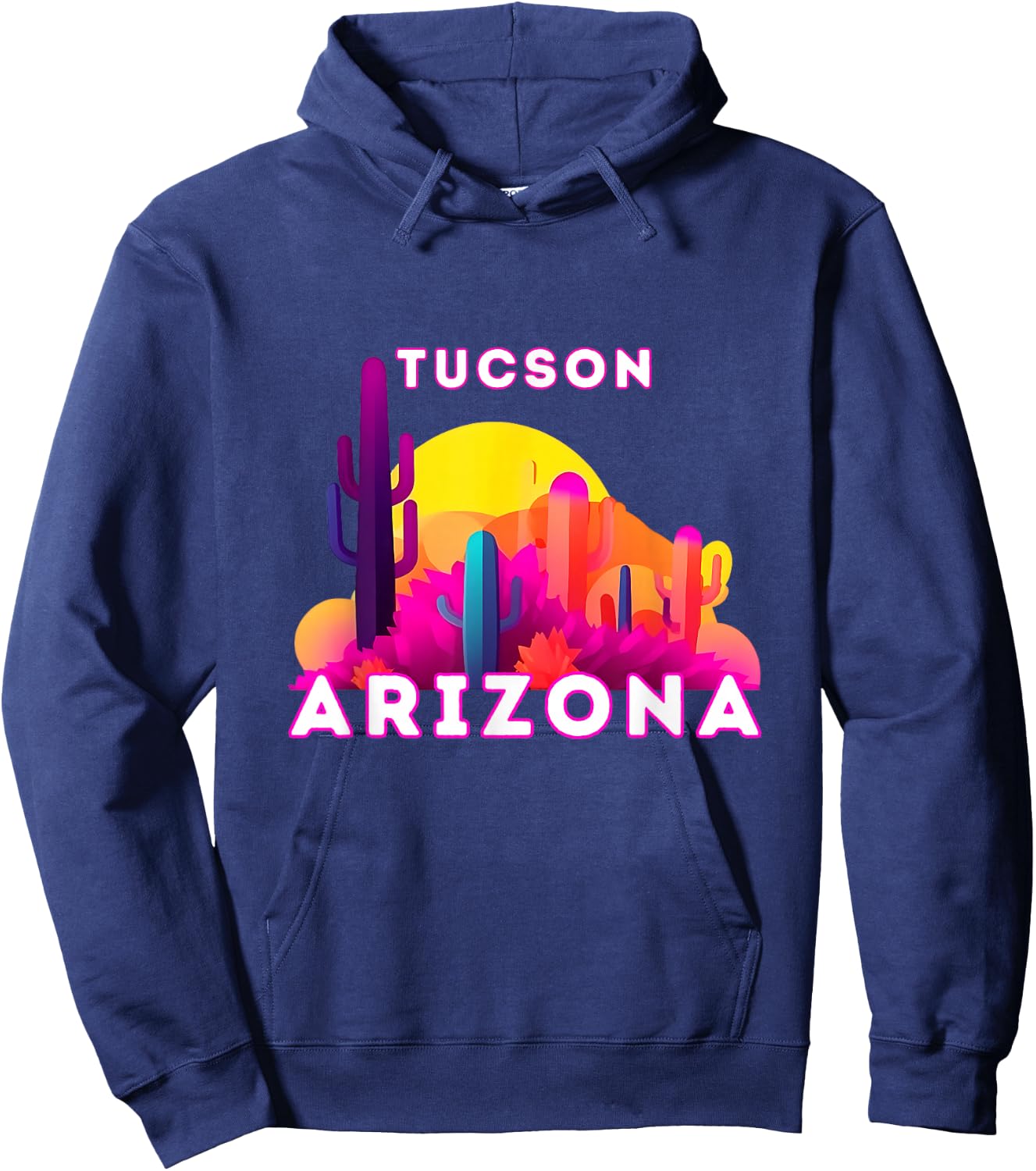 Tucson City Tourist Cactus Desert Arizona Sunset Retro Hoodie - Hoodie | Navy