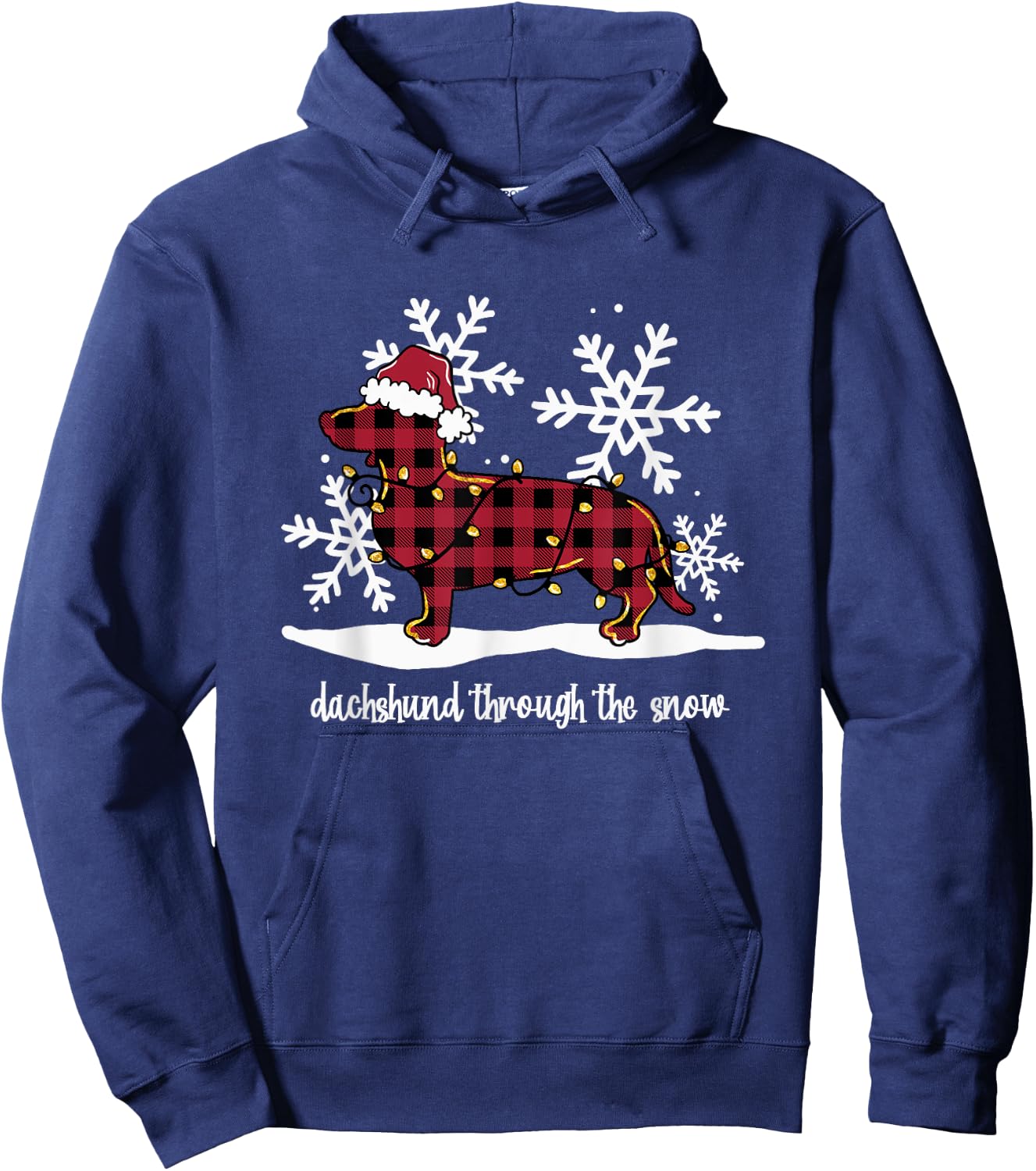 Dachshund Through The White Snow Retro Dachshund Lover Owner Hoodie - Hoodie | Navy