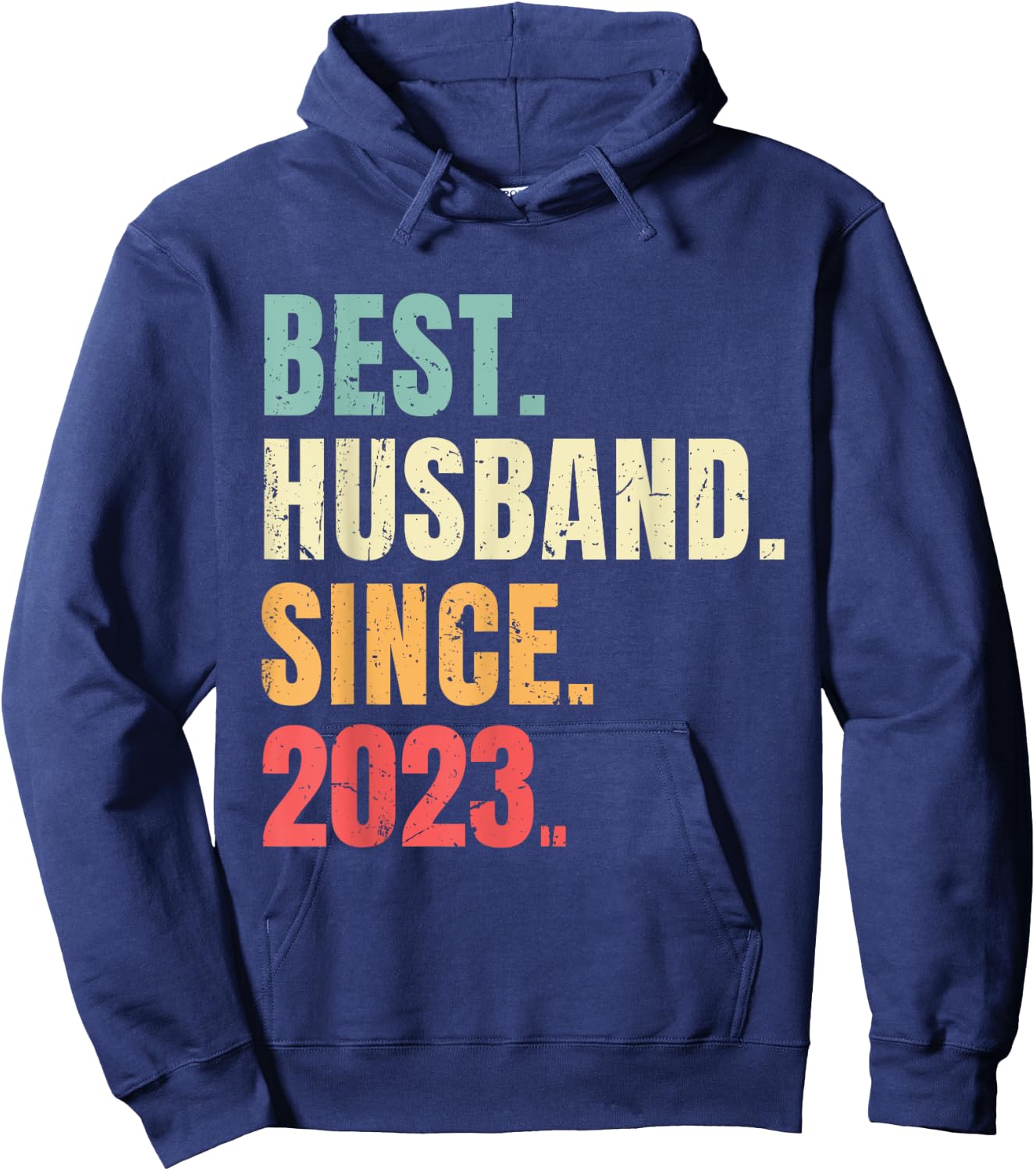 Best Husband Since 2023 Retro Funny Wedding Anniversary 2023 Hoodie - Hoodie | Navy