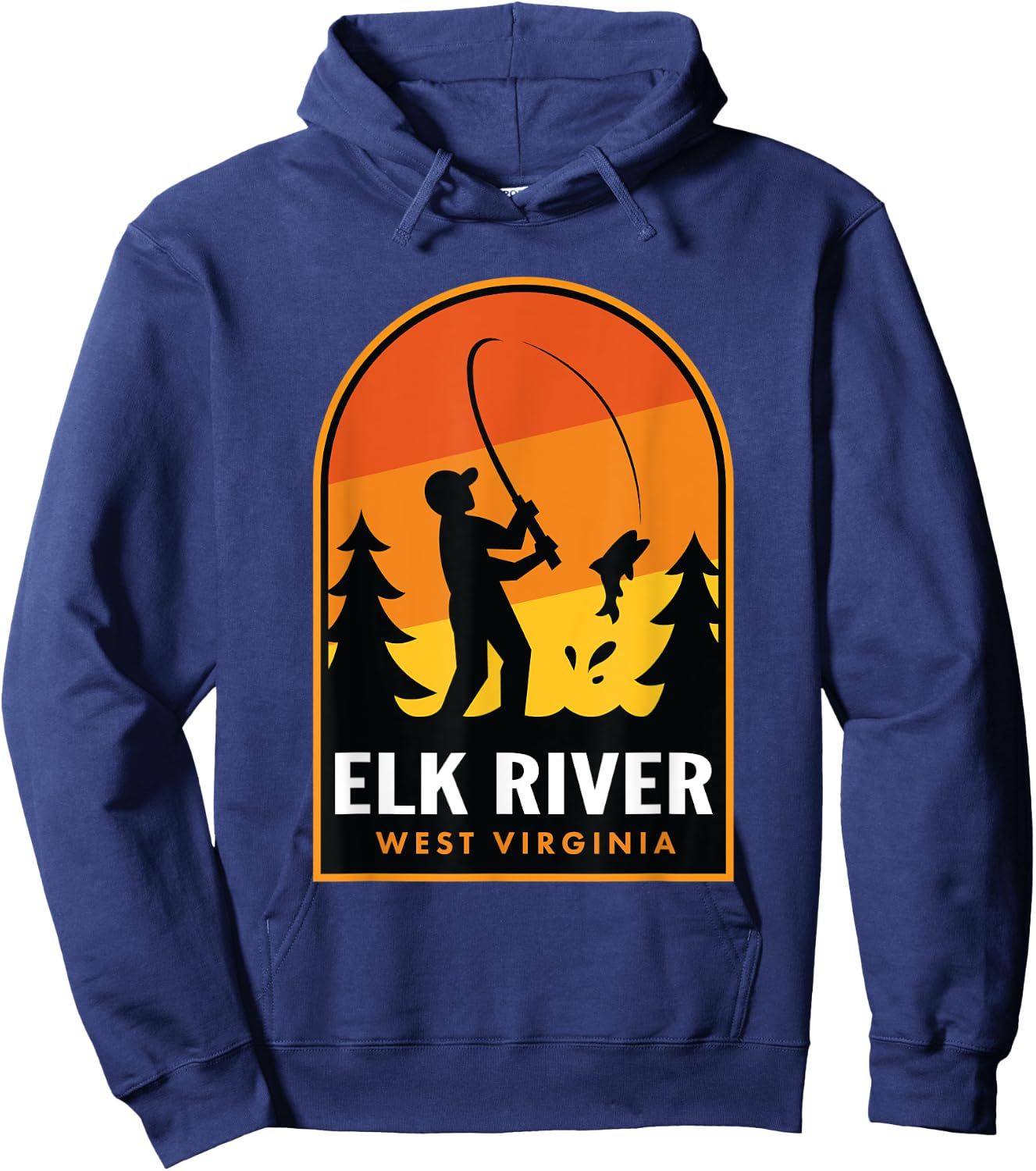 Elk River West Virginia Fishing Hoodie - Hoodie | Navy
