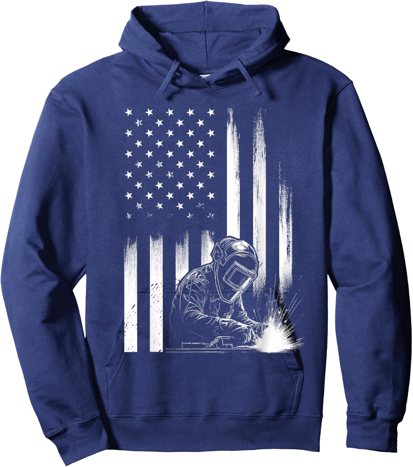 Welder American Flag Patriotic Welding Men Welder USA Flag Hoodie - Hoodie | Navy
