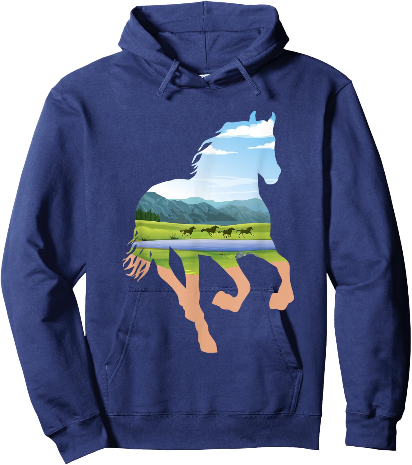 Horse Landscape Design - Horses Lover Equestrian Horseman Hoodie - Hoodie | Navy