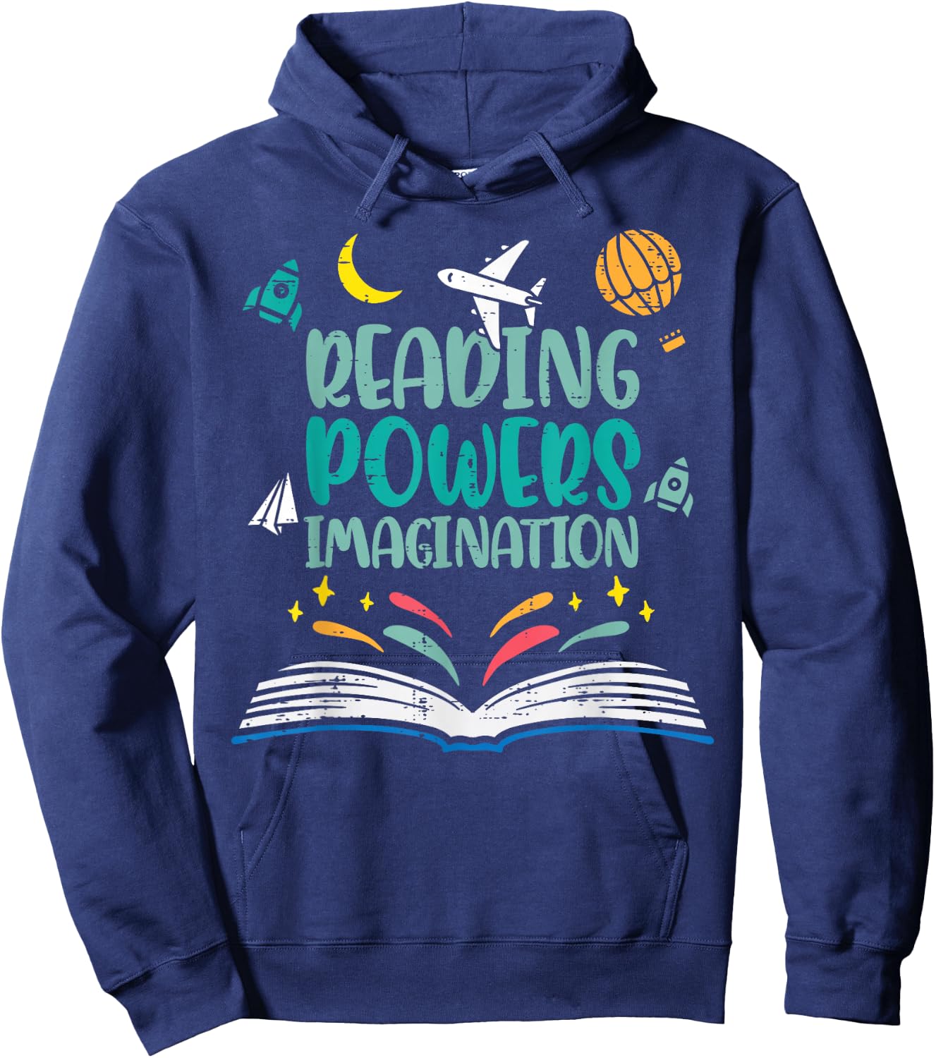 Reading Powers Imagination Cute Teacher Librarian Book Lover Hoodie - Hoodie | Navy