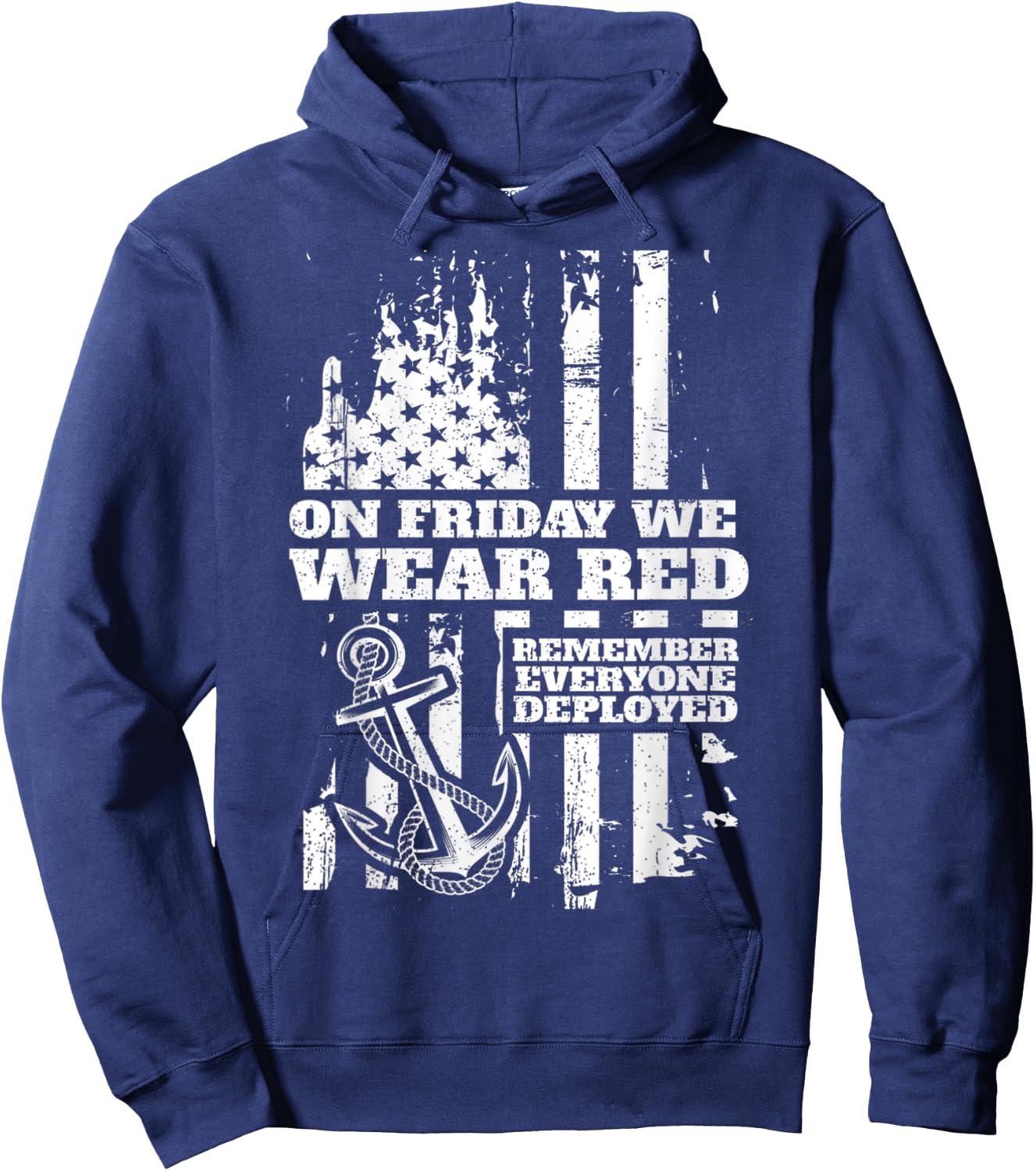 On Friday We Wear Red Friday Military Support troops US Flag Hoodie - Hoodie | Navy