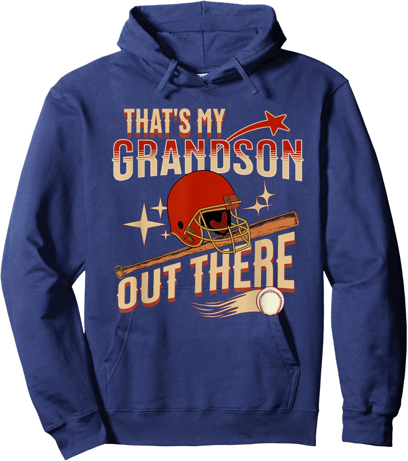 Vintage That's My Grandson Out There Baseball Grandpa Hoodie - Hoodie | Navy