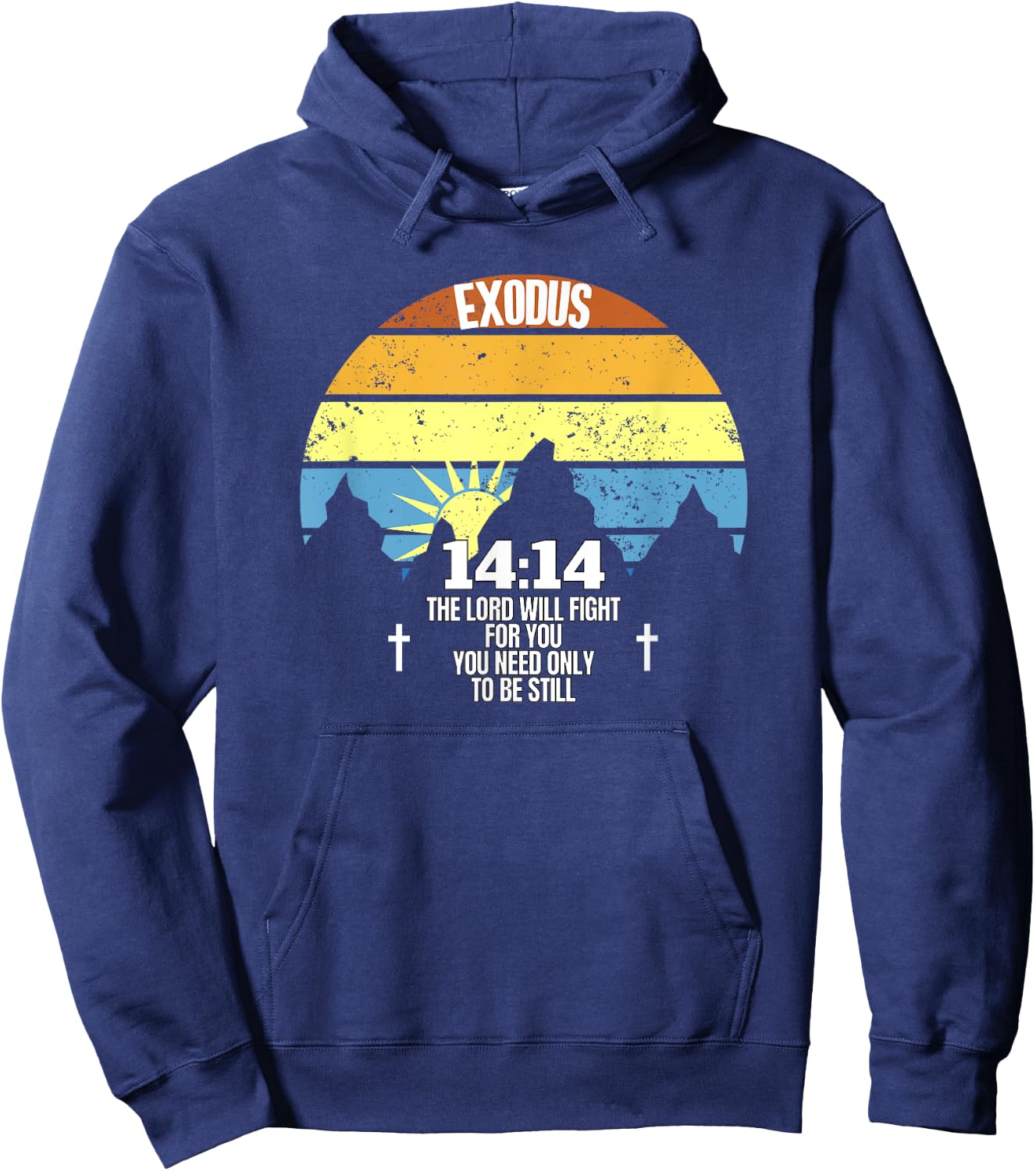 Exodus 14:14 Bible Verse Catholic Quote Vintage Hoodie - Hoodie | Navy