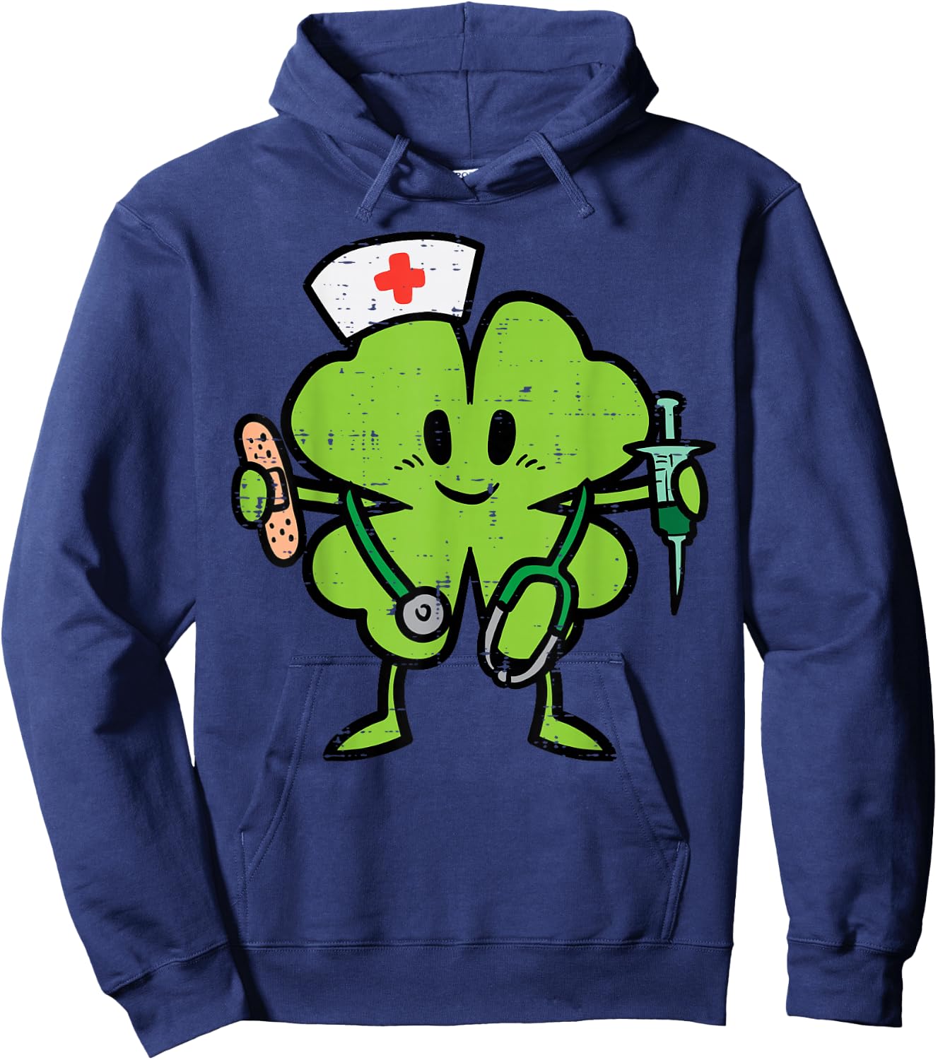 St Patricks Day Shamrock Nurse Saint Paddys Scrub Top Women Hoodie - Hoodie | Navy