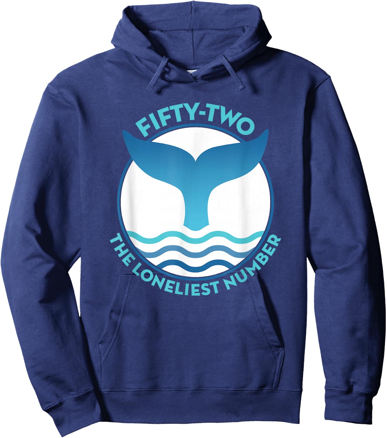 Blue Whale's Tail with Wave and 52 Lonely Whale Design Hoodie - Hoodie | Navy