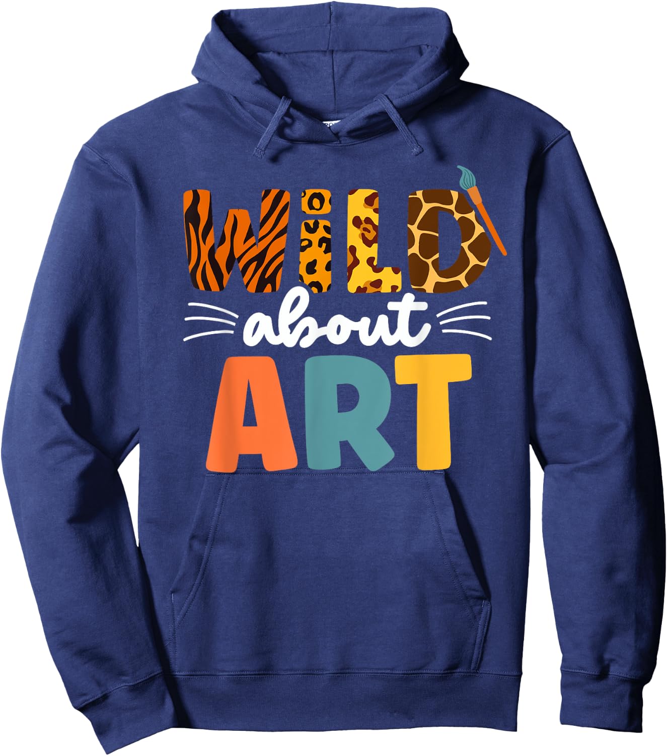 Cute Wild About art Leopard Creative Art Teacher Artists Men Women Kids Hoodie - Hoodie | Navy