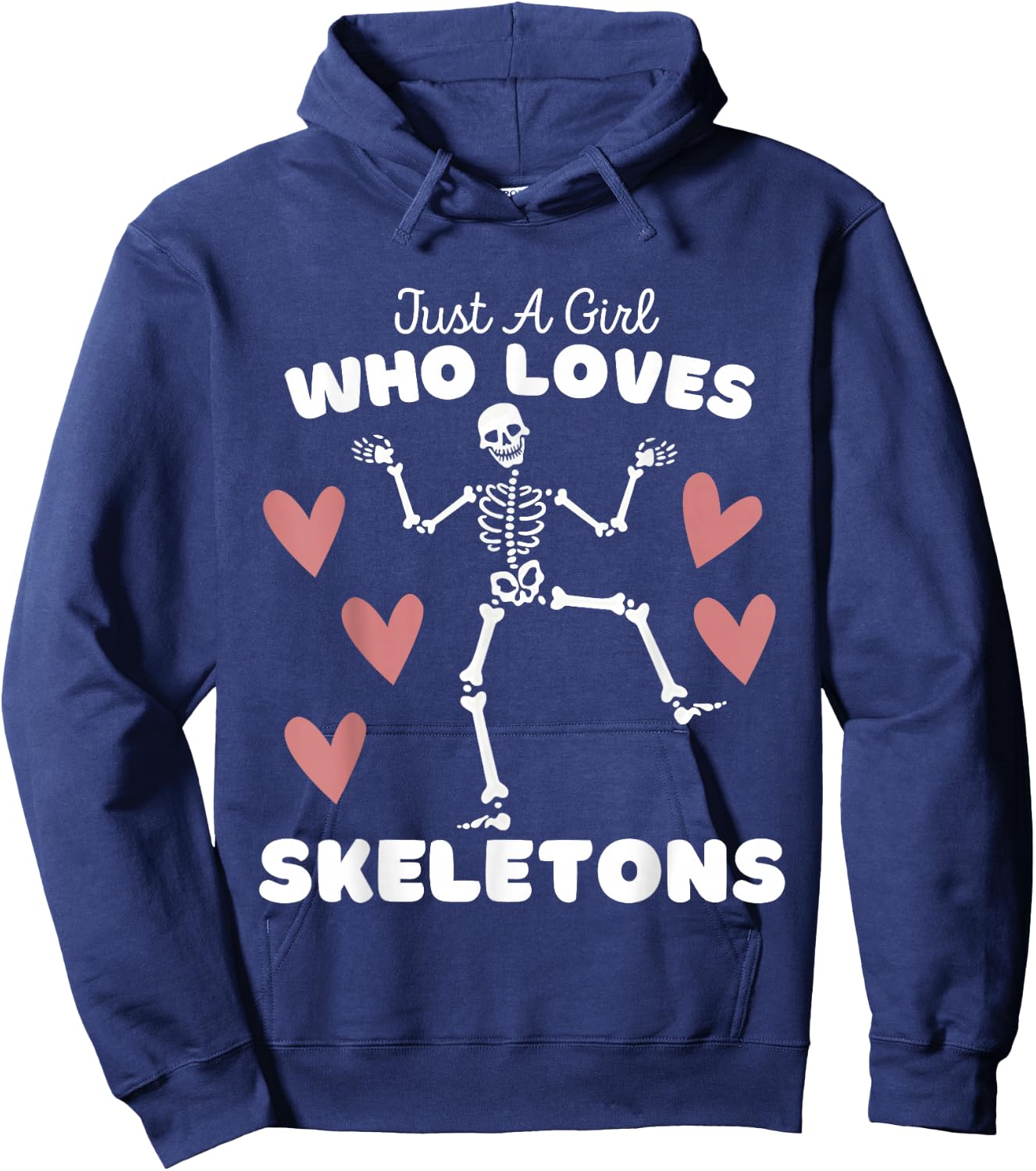 Just A Girl Who Loves Skeletons - Cute Girls Halloween Hoodie - Hoodie | Navy