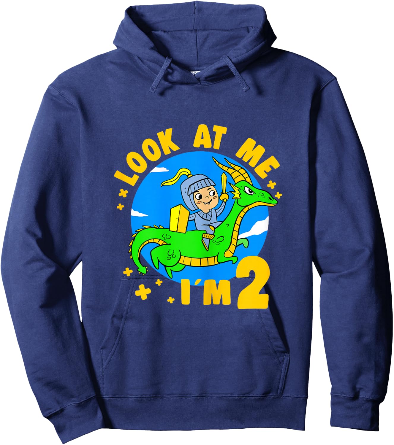 2 Years Old Birthday Boy Dragon & Knight - 2nd B-Day Party Hoodie - Hoodie | Navy