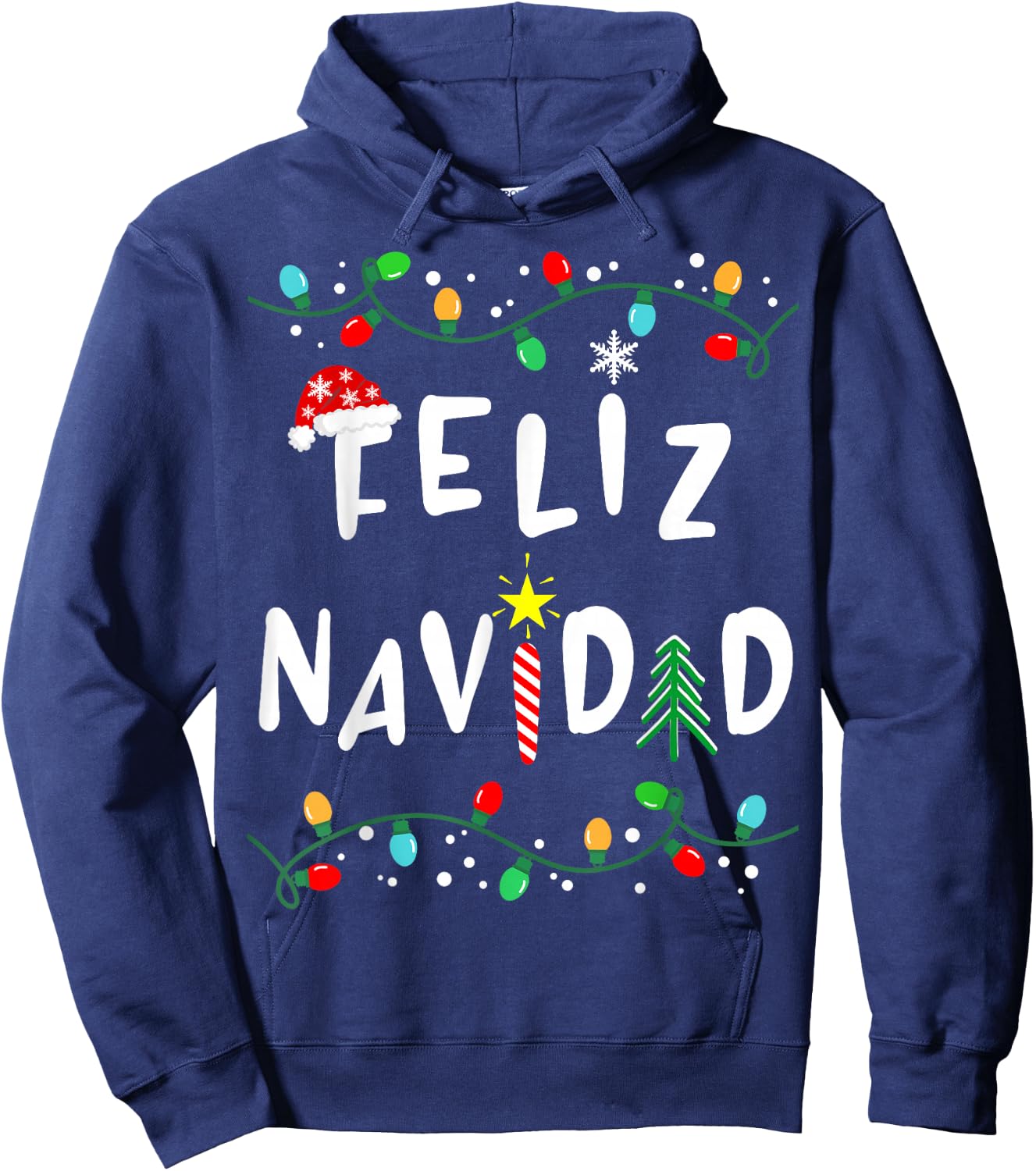 Feliz Navidad Shirt-Funny Mexican Christmas in Spanish Hoodie - Hoodie | Navy