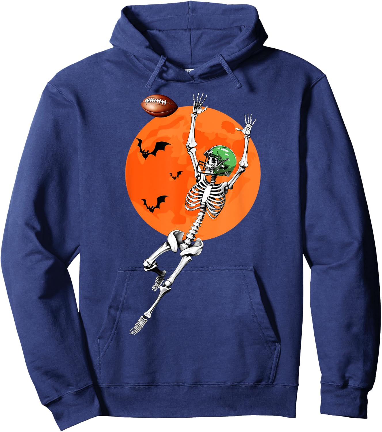 Football Skeleton Halloween Football Player Hoodie - Hoodie | Navy