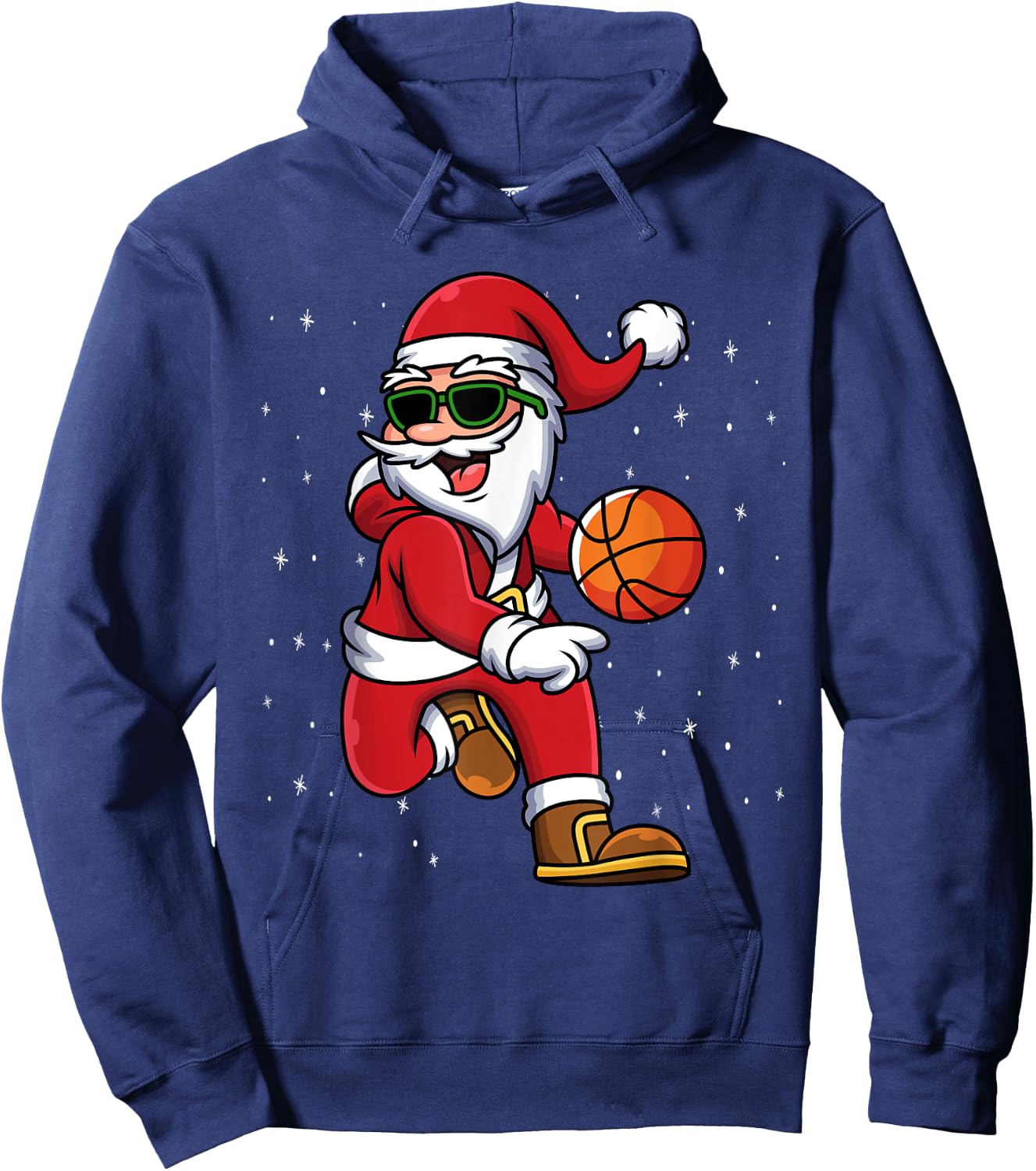 Christmas Basketball Santa Playing Basketball Player Kids Hoodie - Hoodie | Navy
