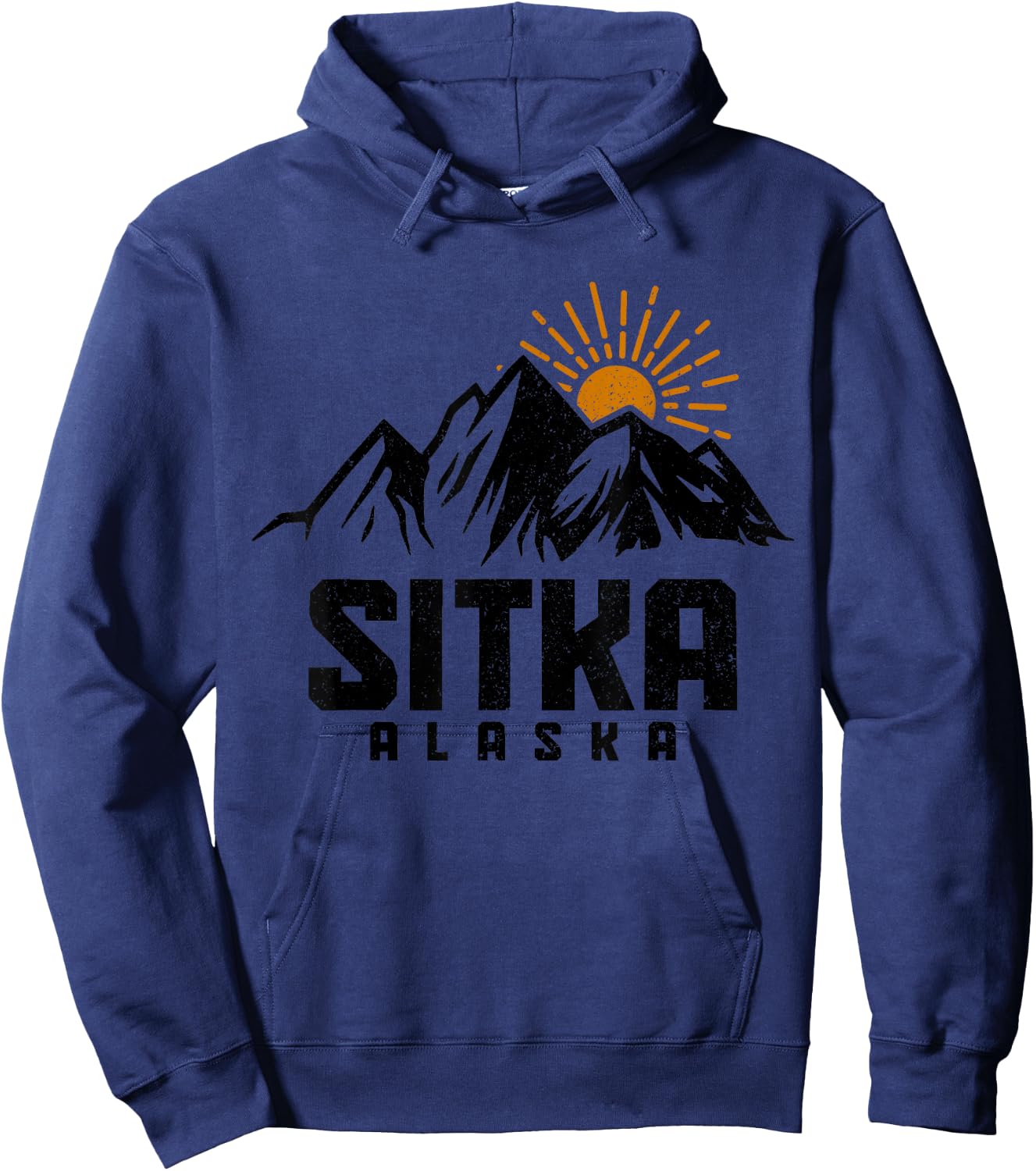 Sitka Alaska Vintage Mountains Sunset Hiking Nature Hoodie - Hoodie | Navy