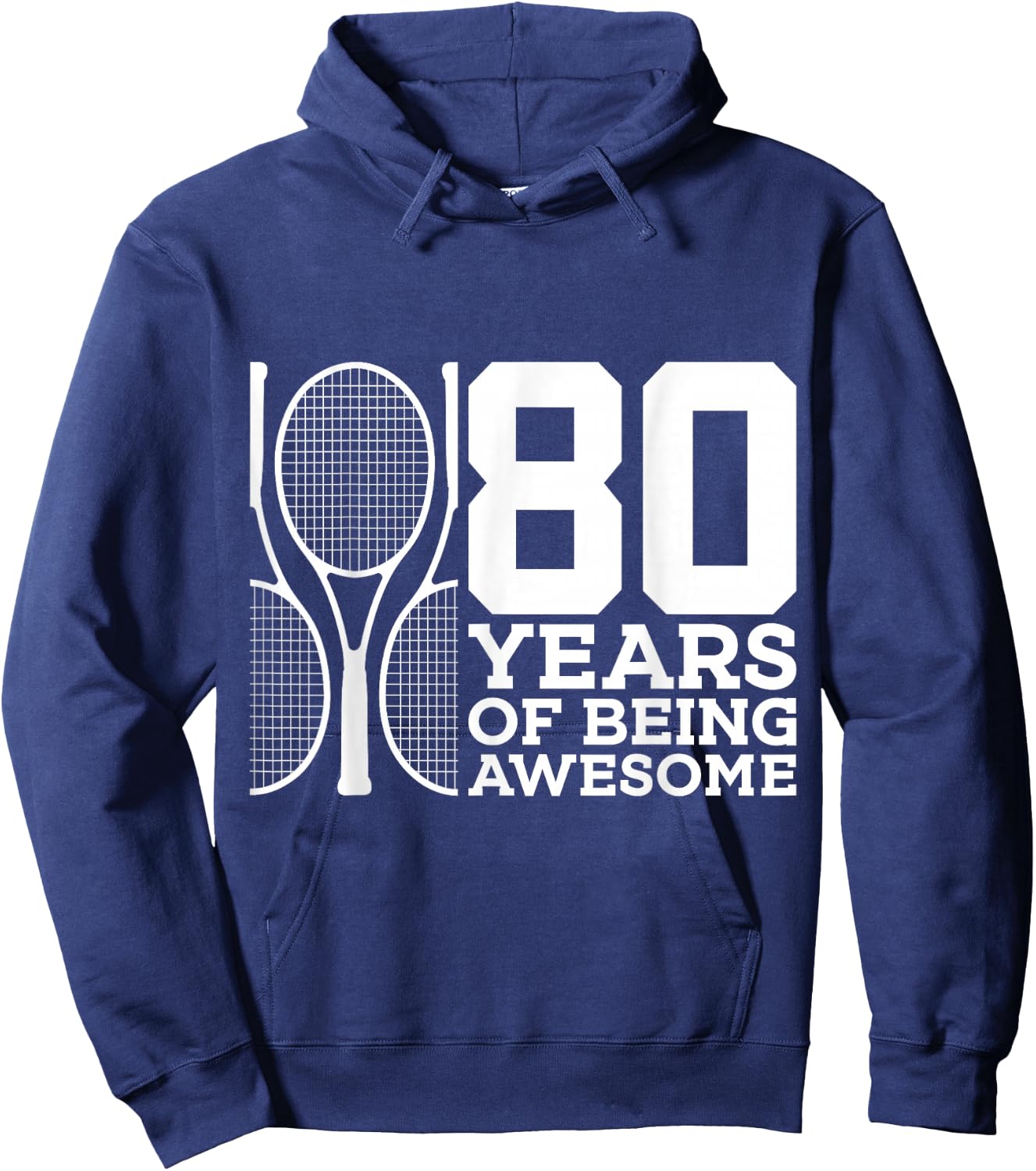 80 Years of Being Awesome Tennis 80th Birthday Hoodie - Hoodie | Navy