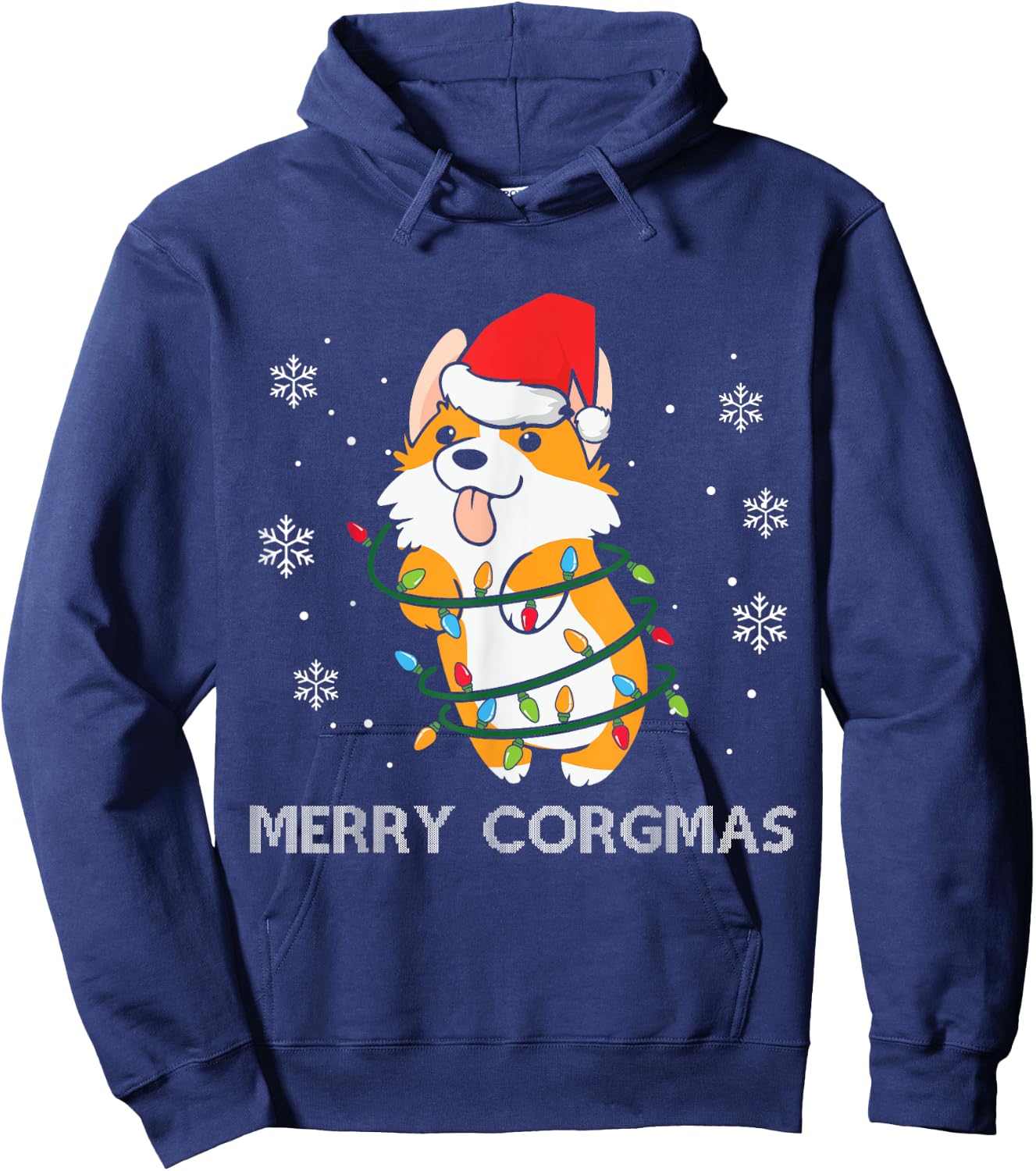 Merry Corgmas Xmas Pajamas Corgi Christmas Nerdy Dog Gifts Men Women Hoodie - Hoodie | Navy