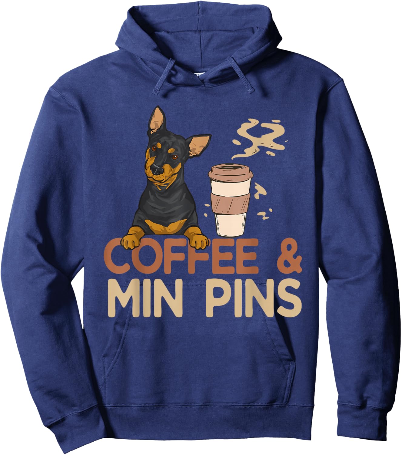 Coffee & Min Pin Dog Miniature Pinscher Hoodie - Hoodie | Navy