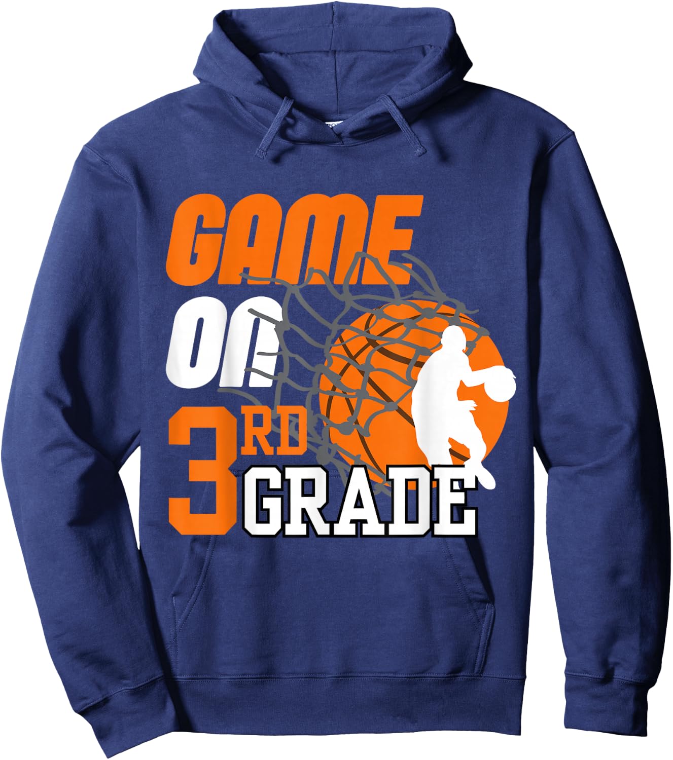Boys Game On 3rd Grade Basketball Back To School Teacher Kid Hoodie - Hoodie | Navy