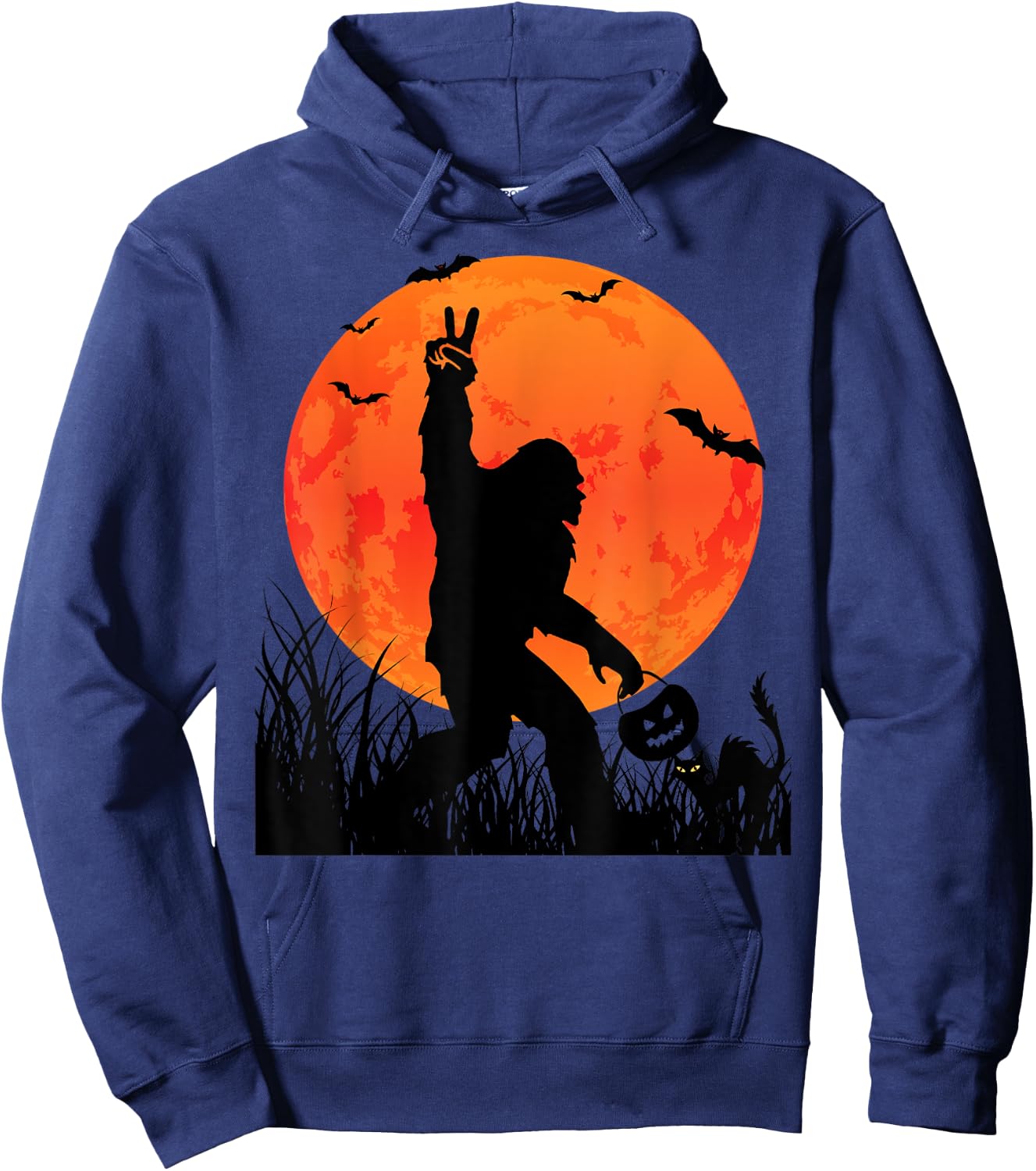 Funny Halloween Rocking Sasquatch Bigfoot Halloween Hoodie - Hoodie | Navy