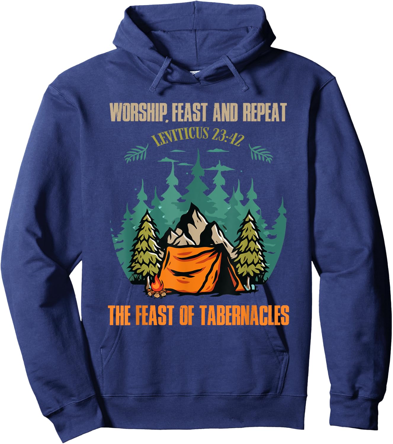 Worship Feast Repeat Feast of Tabernacles Hebrew Israelite Hoodie - Hoodie | Navy