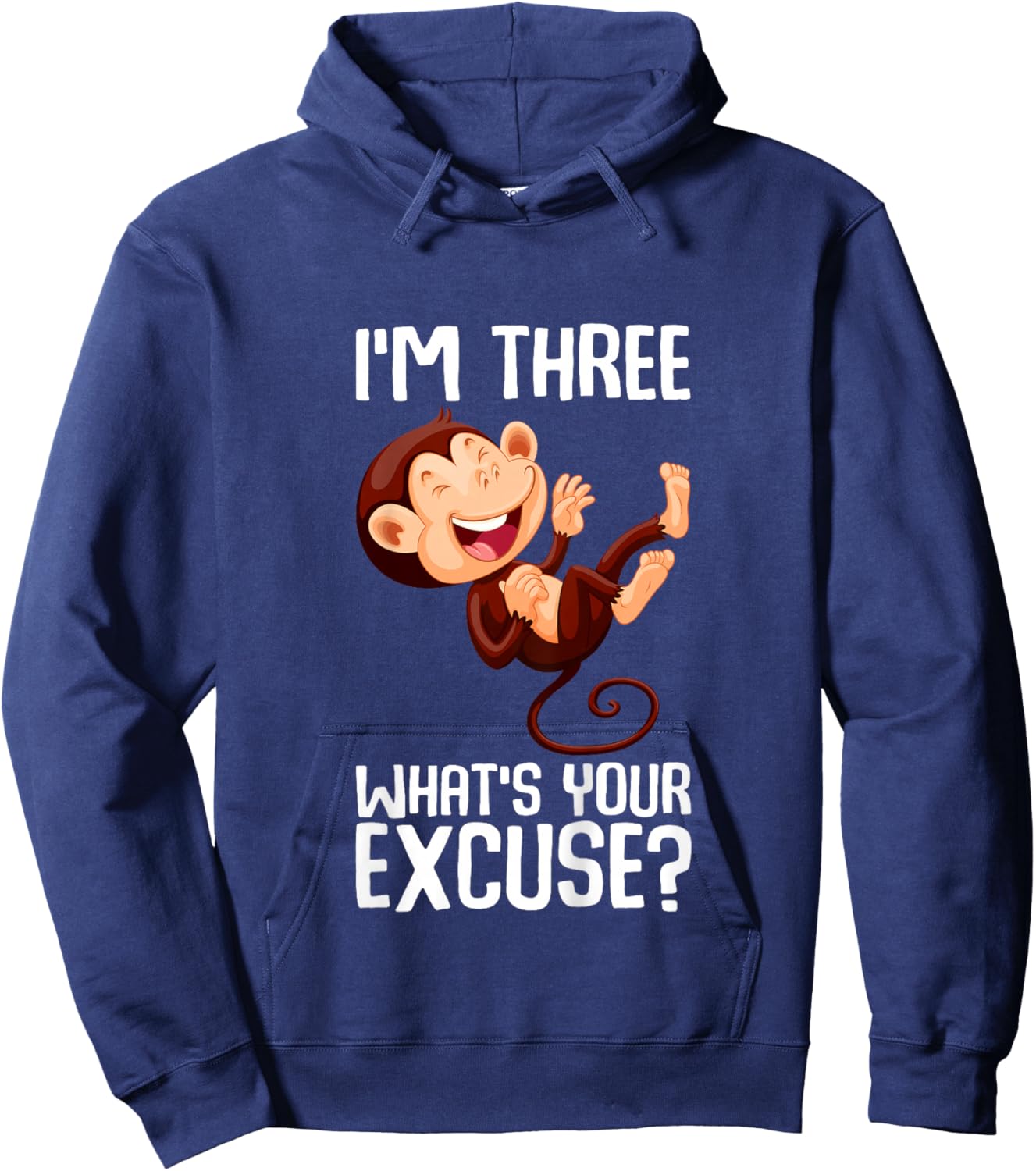 Ich bin 3, was ist deine Ausrede? Cute Monkey Children's Design Hoodie - Hoodie | Navy