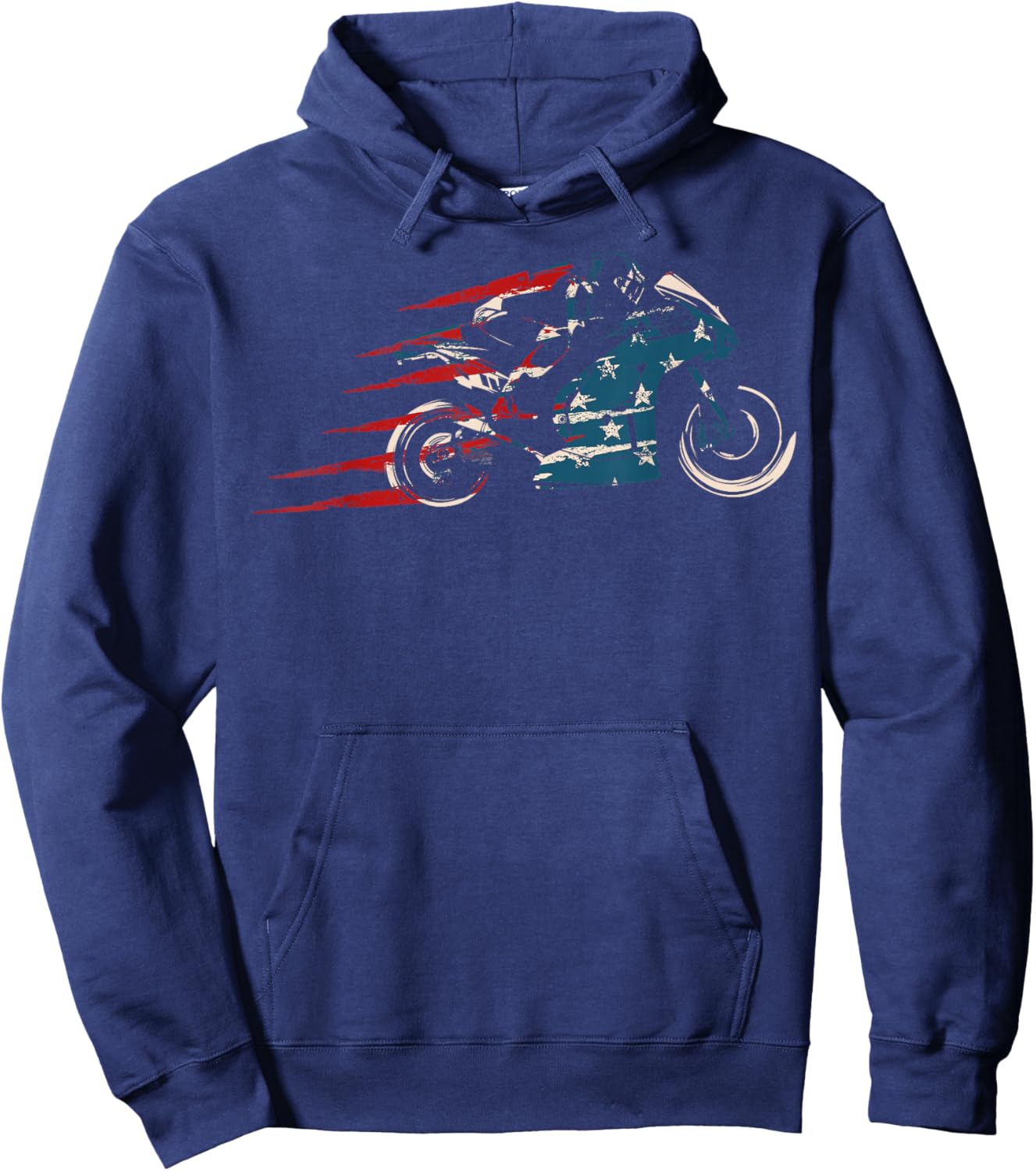 American Flag Super Bike Moto GP 4th of July Dirt Bikers Hoodie - Hoodie | Navy