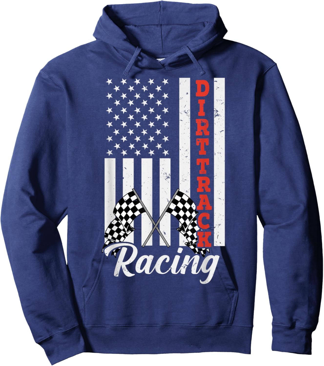 American Flag Dirt Track Racing Car Bike Driver Racer Women Kids Men Hoodie - Hoodie | Navy
