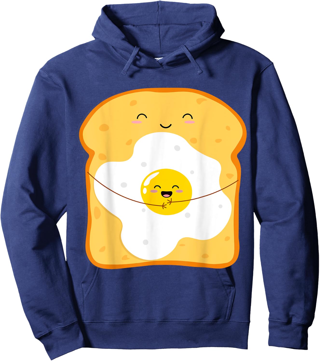 Funny Japanese Kawaii Egg Bread Cute Kawaii Breakfast Anime Hoodie - Hoodie | Navy