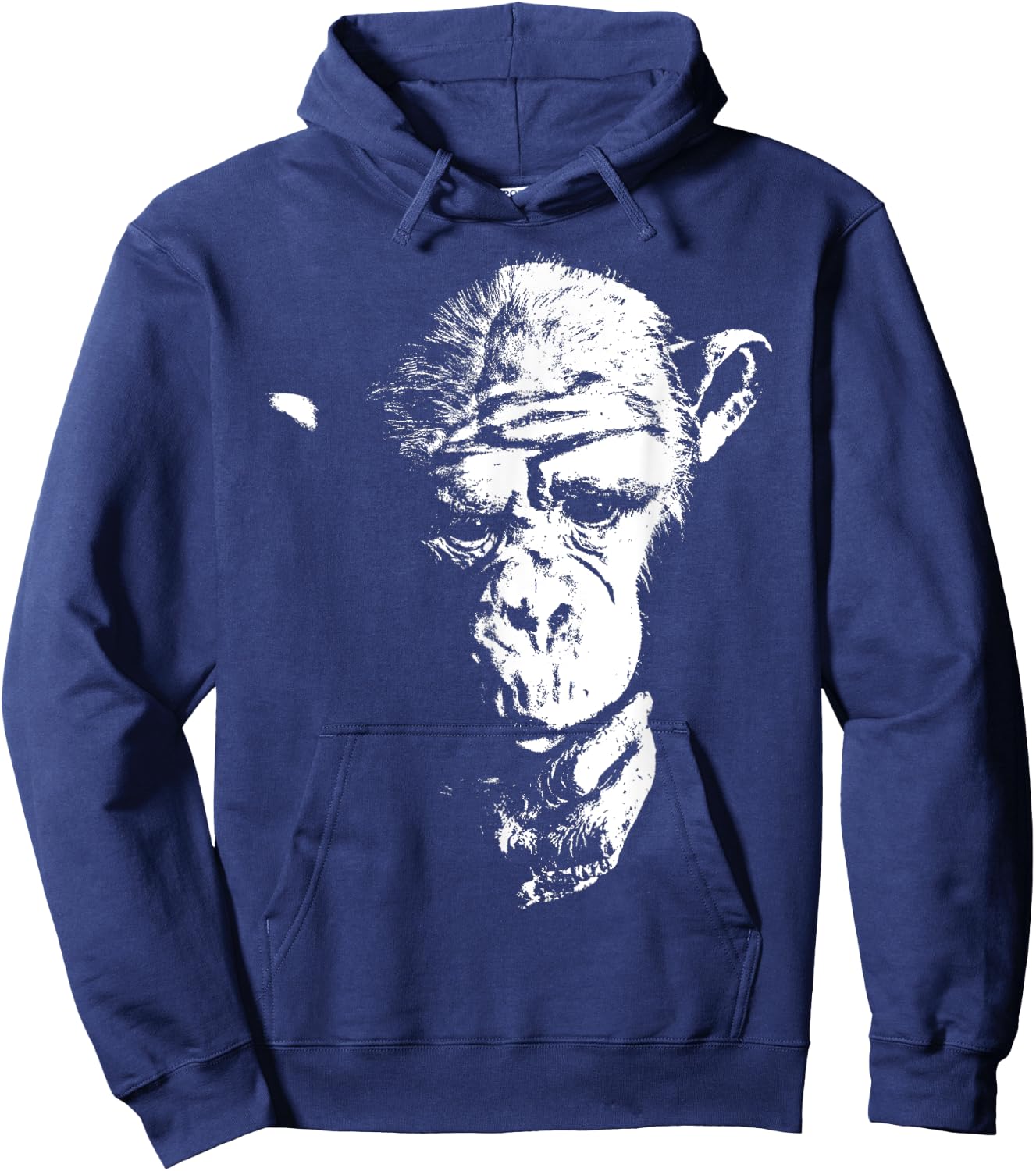 Cool Thinking Monkey, Chimpanzee Face, Ape, Chimp, Primate Hoodie - Hoodie | Navy