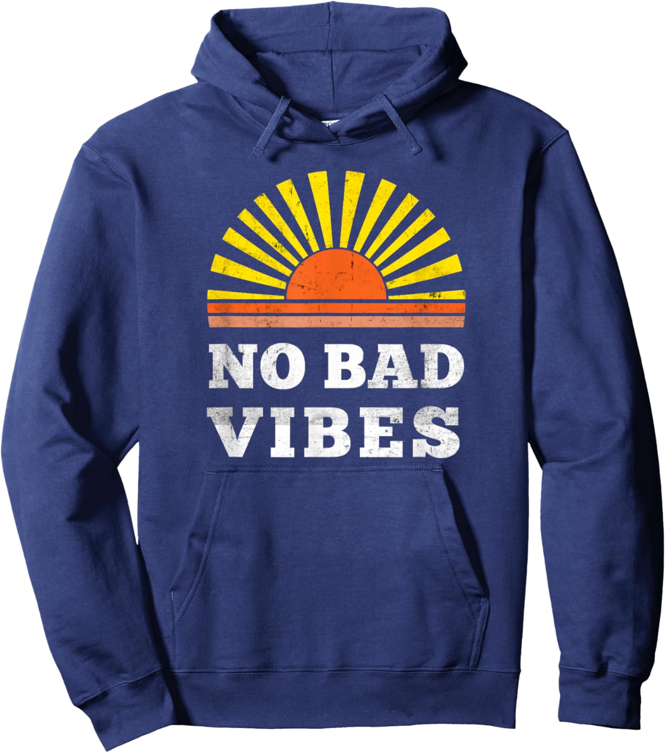 No Bad Vibes Retro Summer Sunset Think Positive Wellbeing Men Women Kids Hoodie - Hoodie | Navy