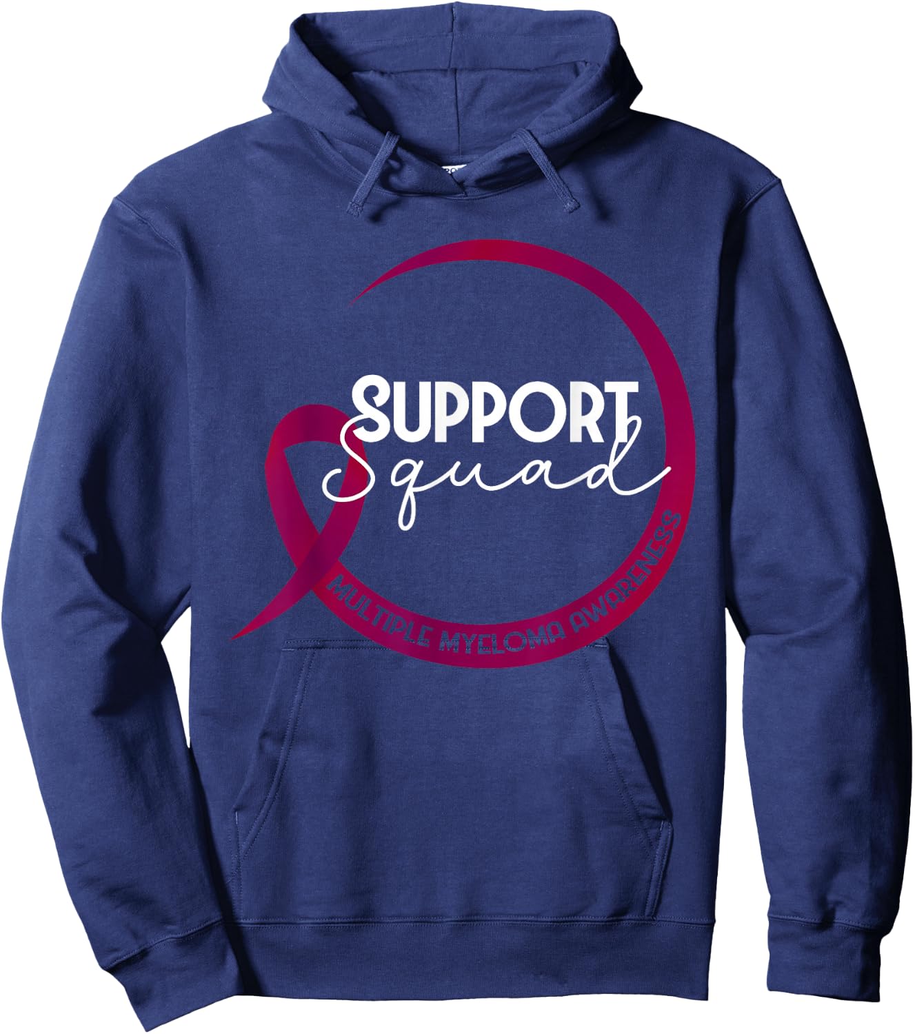 Multiple Myeloma Awareness Burgundy Ribbon Support Squad Hoodie - Hoodie | Navy